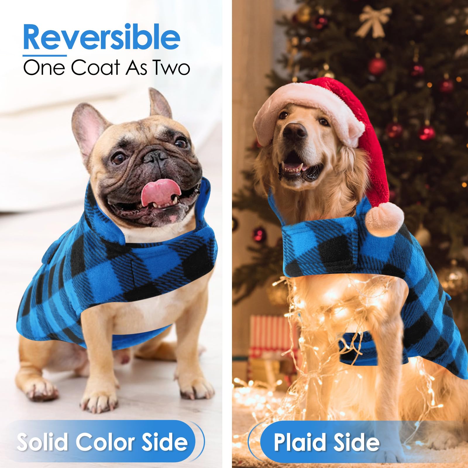 AOFITEE Dog Jacket Plaid Dog Winter Coat, Warm Dog Puffer Jacket, Large Dog Sweater, Reversible Dog Cold Weather Coat for Large