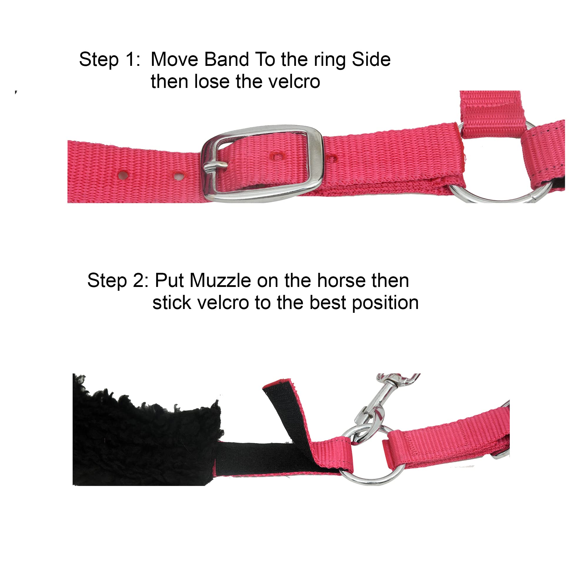 Sie Horse Grazing Muzzle Feed Bags (Full, Pink)