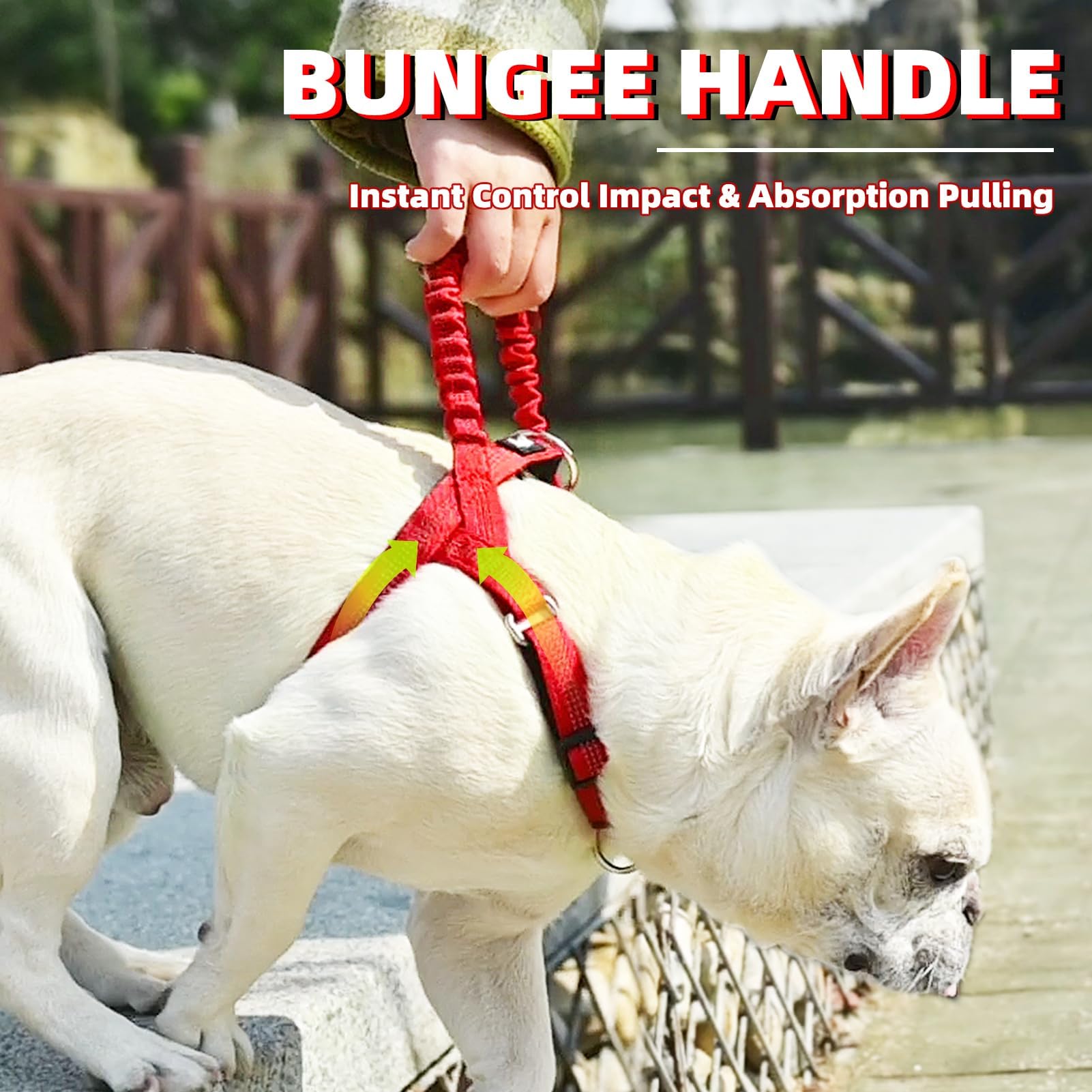 Pupteck No Pull Dog Harness Medium Sized Dog, Adjustable Reflective Pet Vest Harness With Bungee Handle, Escape Proof No Choke H