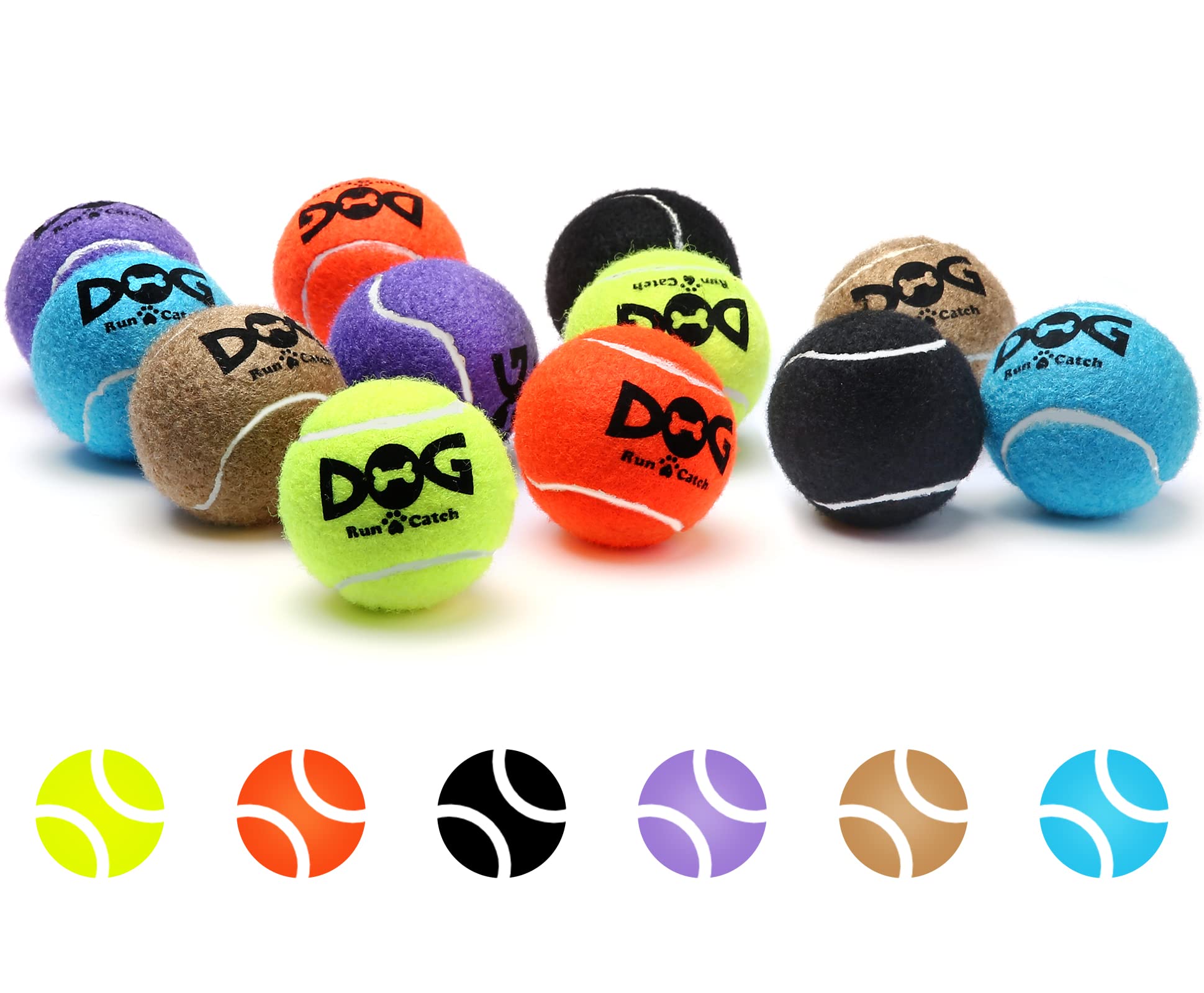 Insum Squeaky Tennis Balls For Dogs Colorful Easy Catching Pet Dog Balls 12 Pack (Squeak-2.5Inch-6Colors)