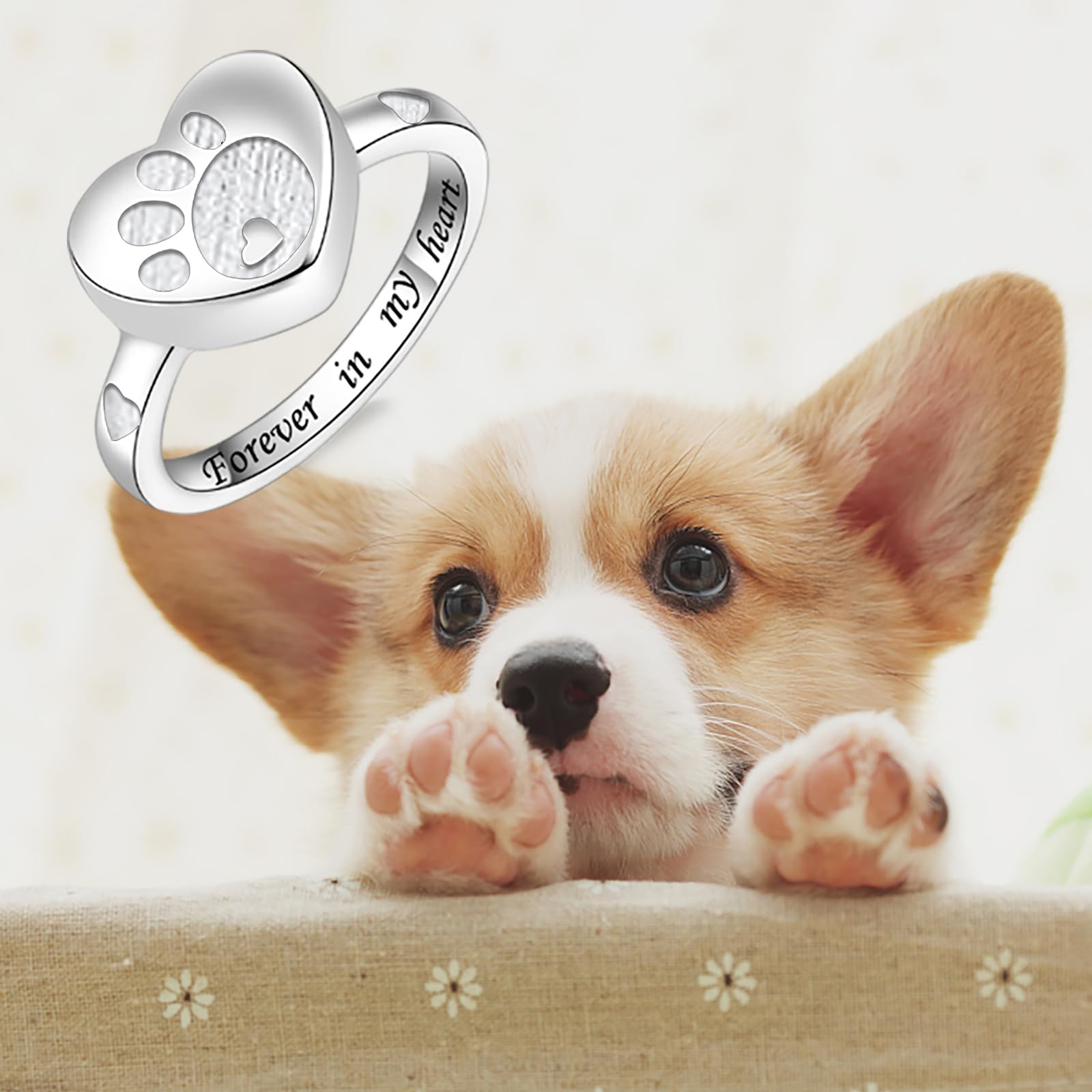 Iohupci Cremation Ring For Ashes 925 Sterling Silver Daisy Urn Ring Jewelry Keepsake Hold Loved Pets Dog Cat Ashes (8) (Silver,