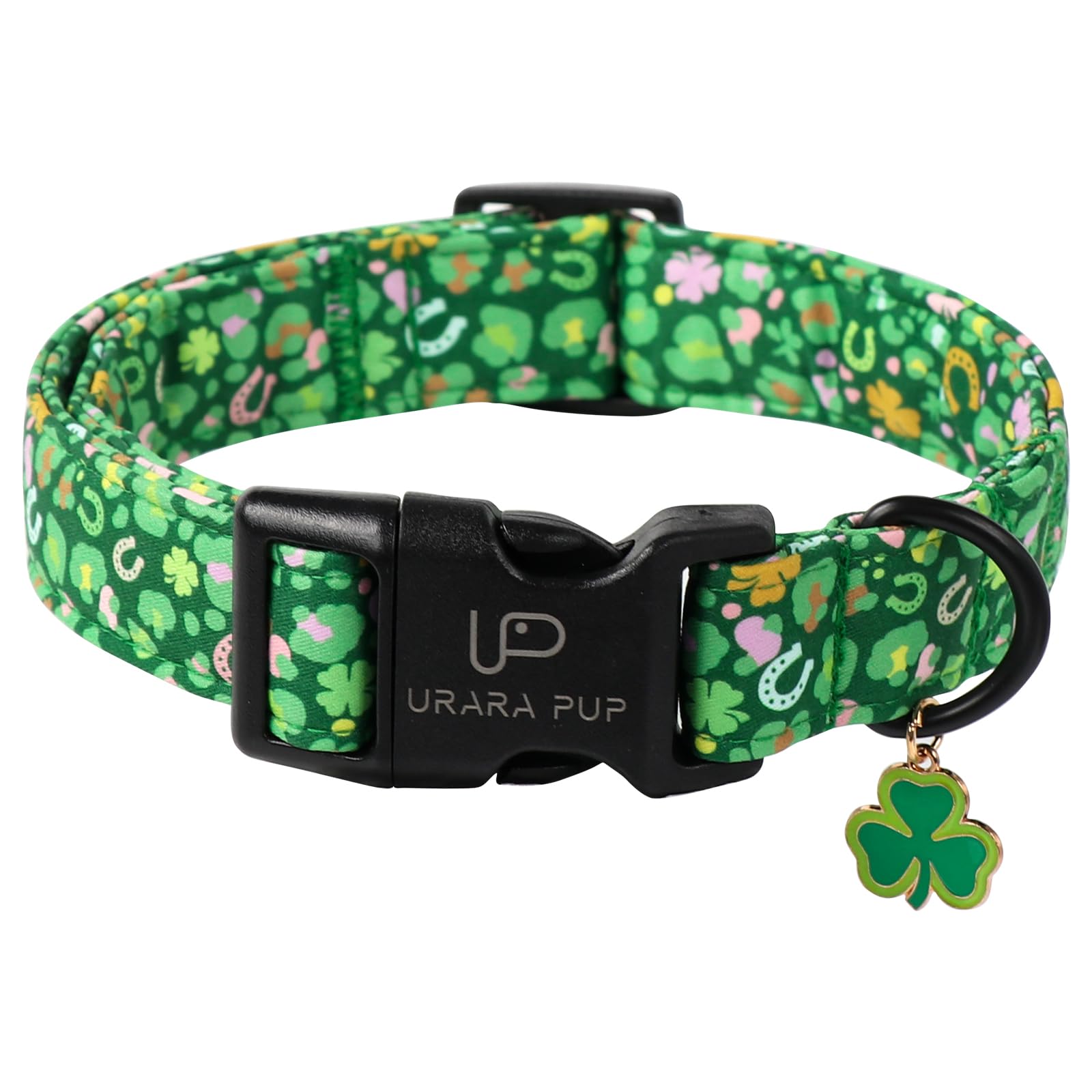 Up Urara Pup St. Patrick'S Dog Collar, Cotton St. Patricks Clover Collar For Puppy Girl Boy Dog Or Cat, Lucky Shamrock Dog Colla