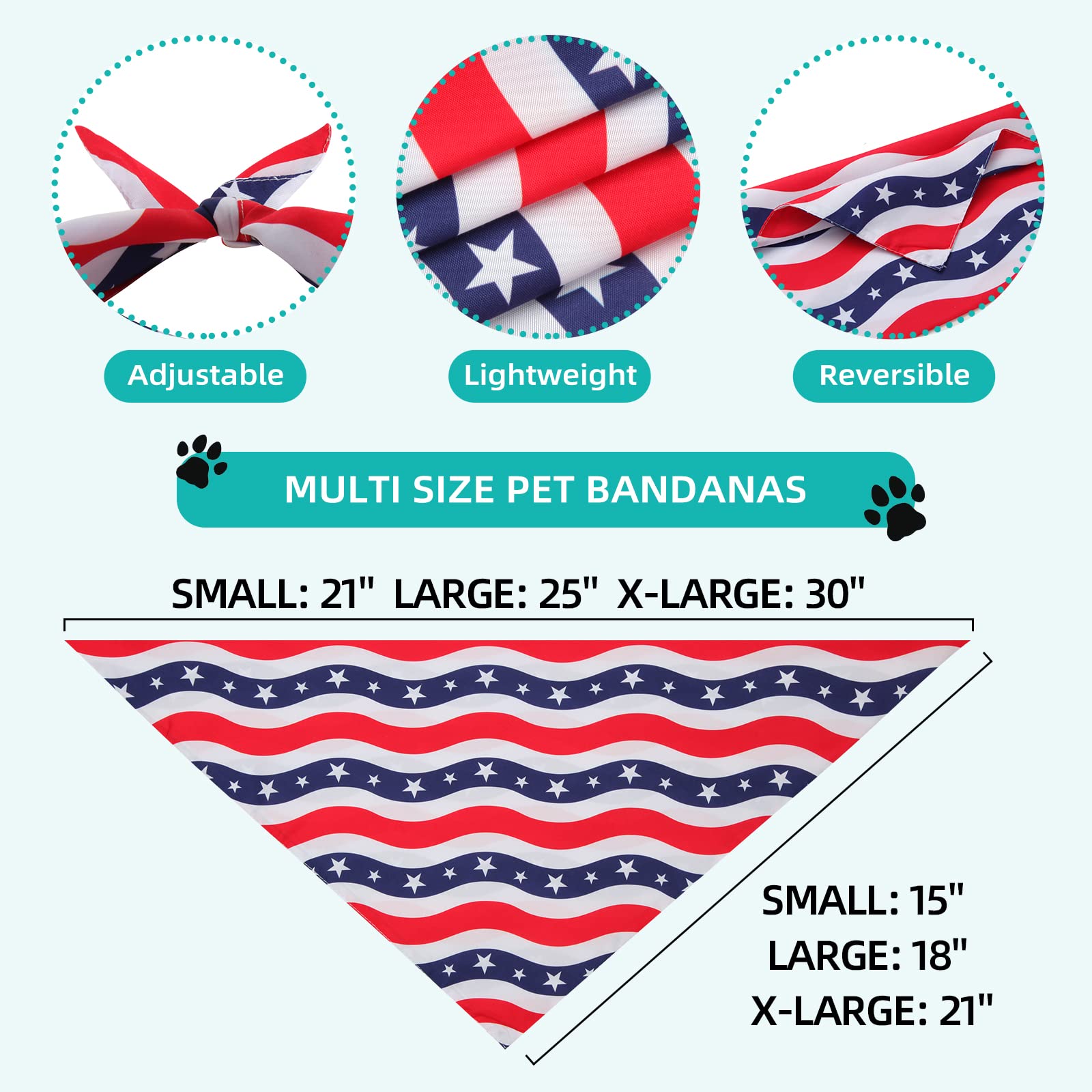 Gofshy Fourth of July Dog Bandana Large- 1PCS, American Flag Dog Bandana for Boy and Girl, Pet Patriotic Scarf, Premium Durable