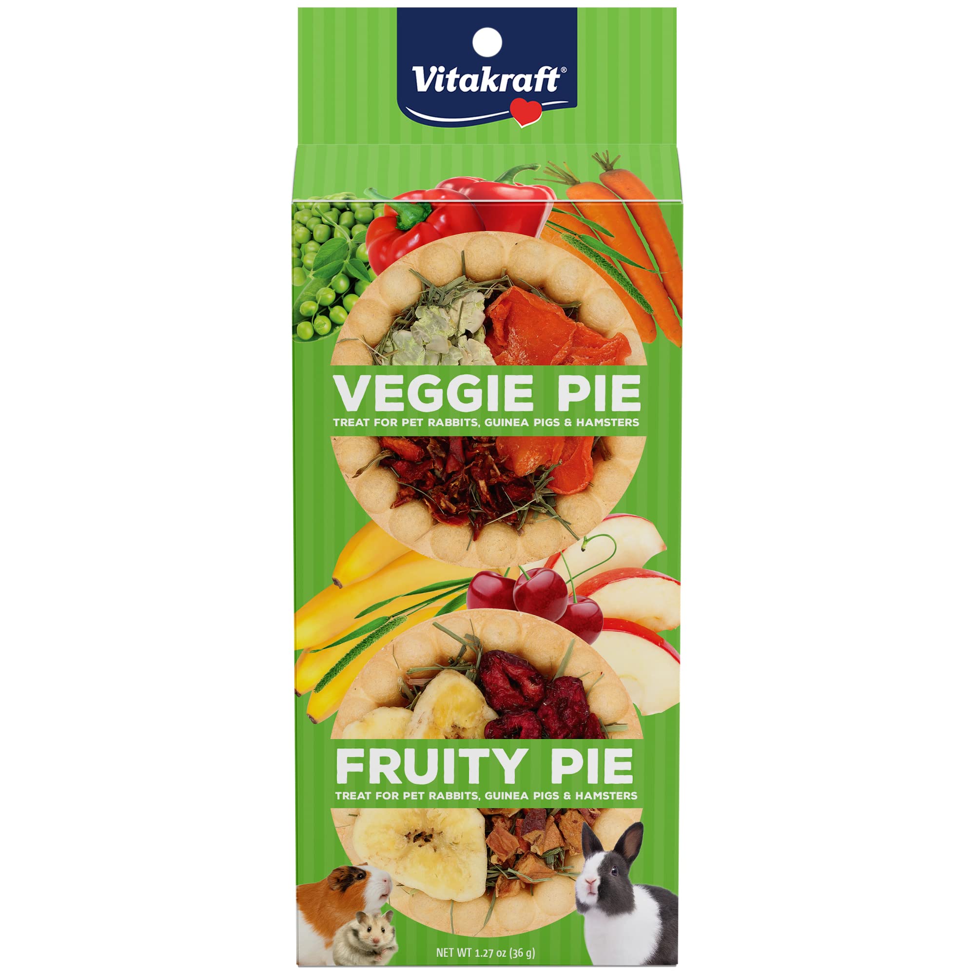 Vitakraft Veggie and Fruity Pie Treat for Rabbits, Guinea Pigs, and Hamsters