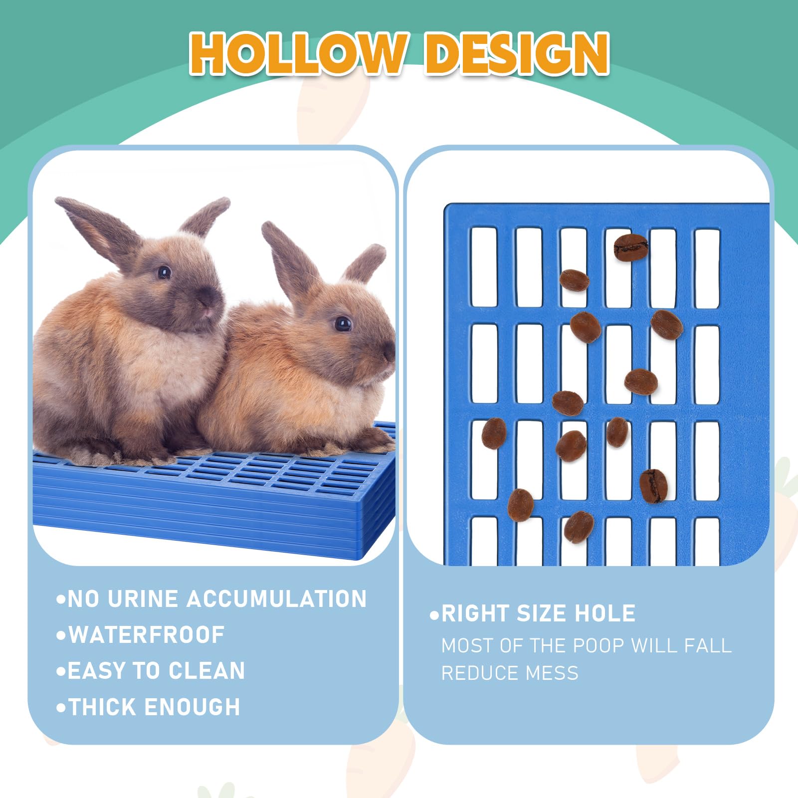 Kigley 12 Pcs Plastic Rabbit Cage Mat, Rabbit Floor Mat Foot Resting Pads For Small Animal Hamster Chinchilla Rat Guinea Pig, Ma