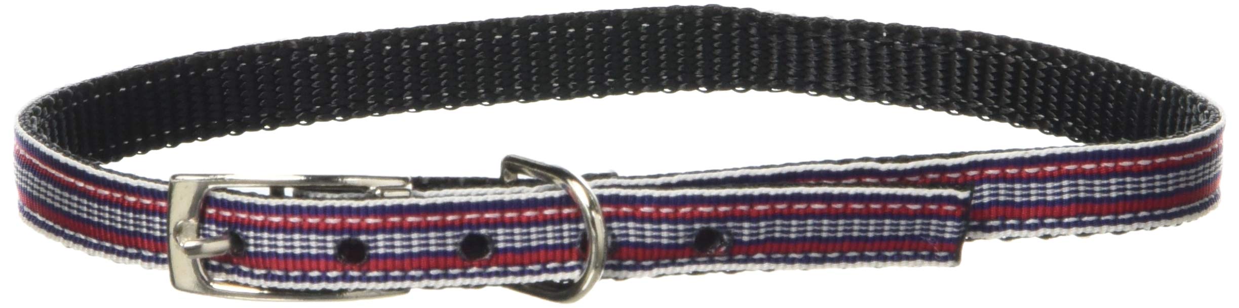 Mirage Pet Products Preppy Stripes 3/8&quot; Nylon Dog Collar with Classic Buckle, Size 16, Red/White