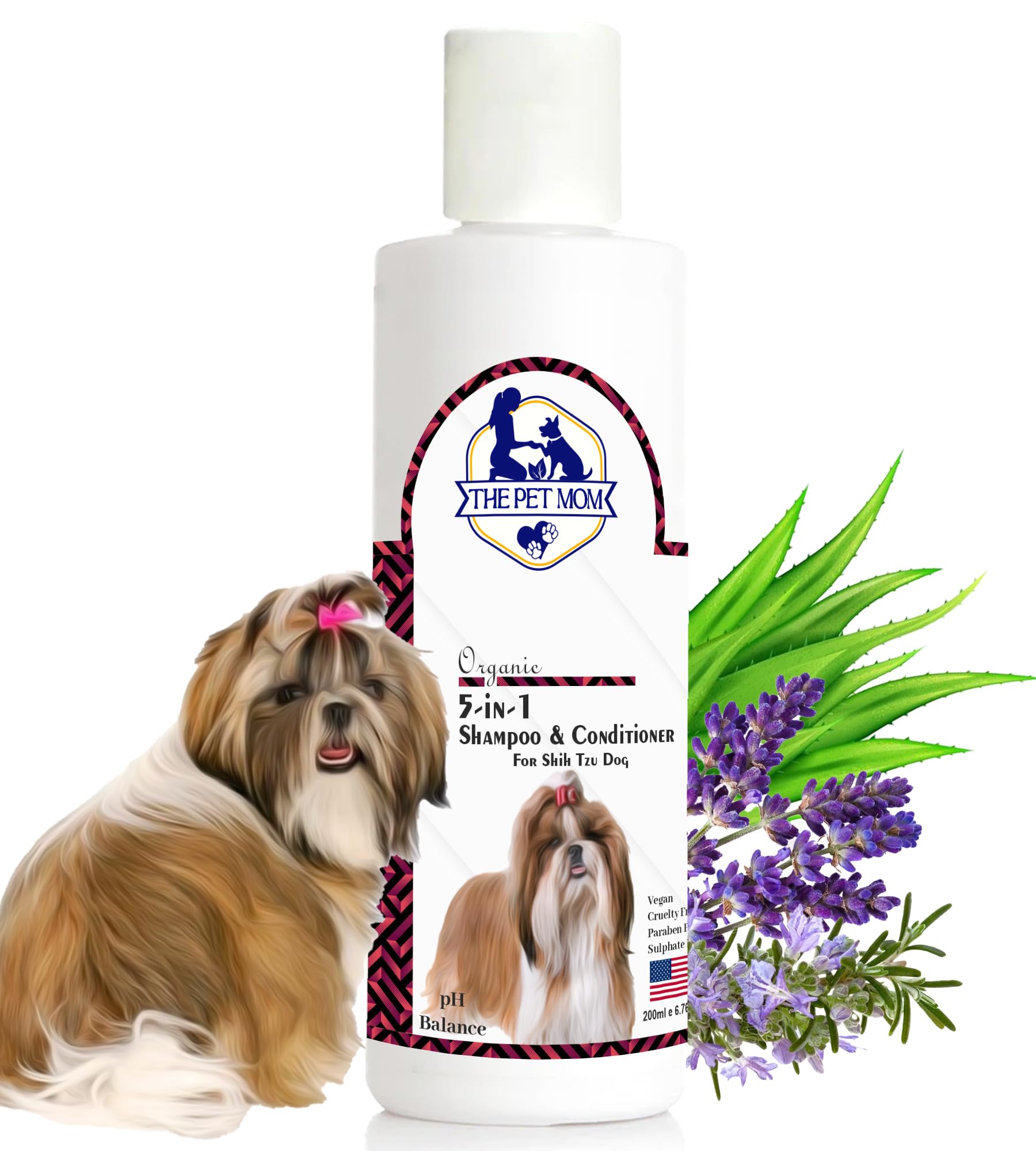 The Pet Mom Organic 5 In 1 Shampoo & Conditioner For Shih Tzu Dog & Puppy | Deep Cleans, Refreshing, Conditions, Anti Itching, A