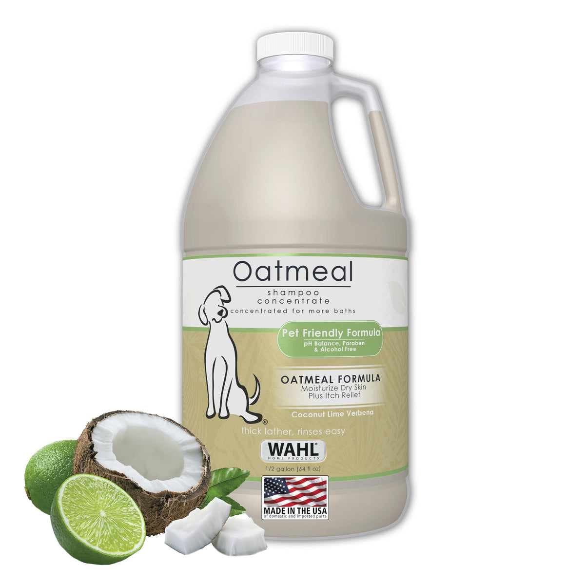 Wahl Usa Dry Skin & Itch Relief Pet Shampoo For Dogs – Oatmeal Formula With Coconut Lime Verbena - 64 Oz - Model 821004-050