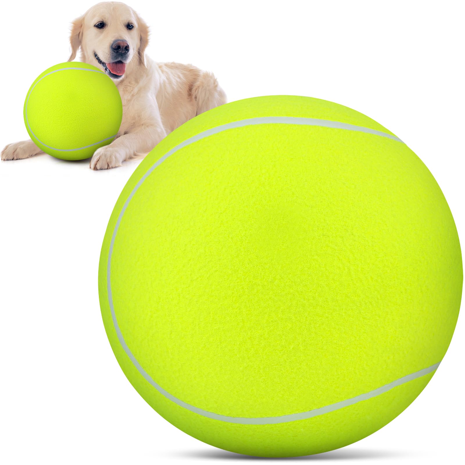 QDAN Giant Large Tennis Ball for Dogs: 9.5'' Big Balls for Dog for Outdoor Play, Big Tennis Ball Dogs Toy, Tennis Ball for Small