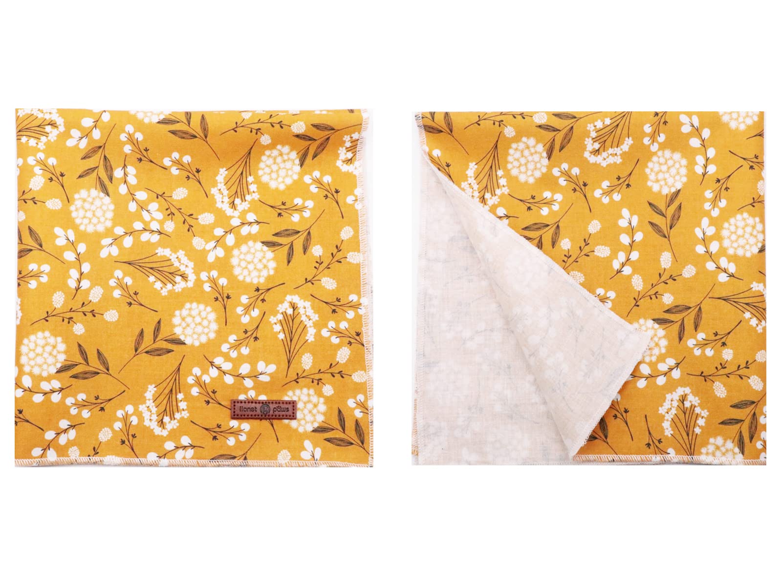 Lionet Paws Flower Dog Bandana,Fabric Yellow Dogs Kerchief For Small Medium Large Dogs,Dog Cotton Triangle Bibs Scarf For Girl B