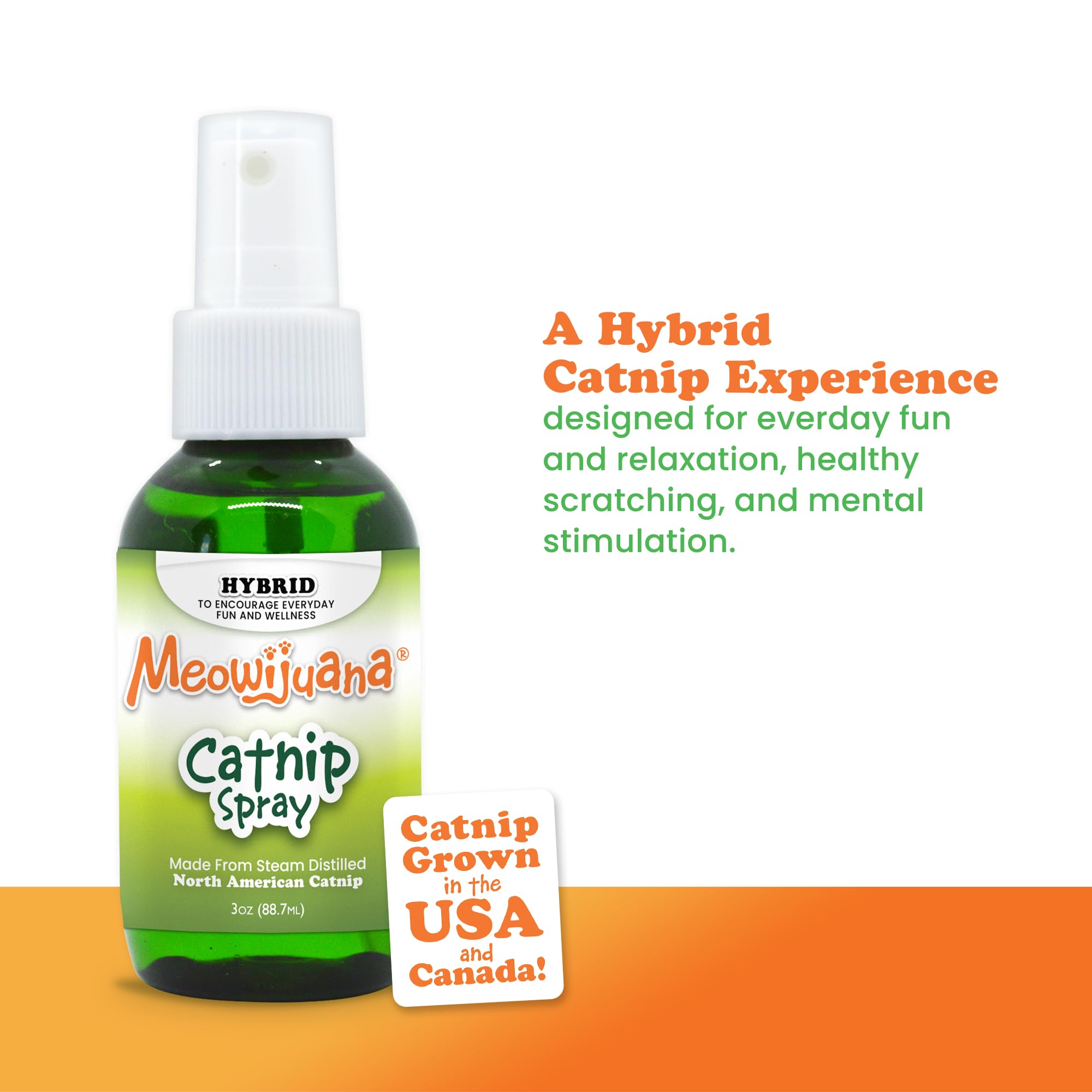 Meowijuana Premium Catnip Spray - 3 oz. | High Potency Formula | Natural Formula for Pet Owners & Multi-Cat Households | Enhance