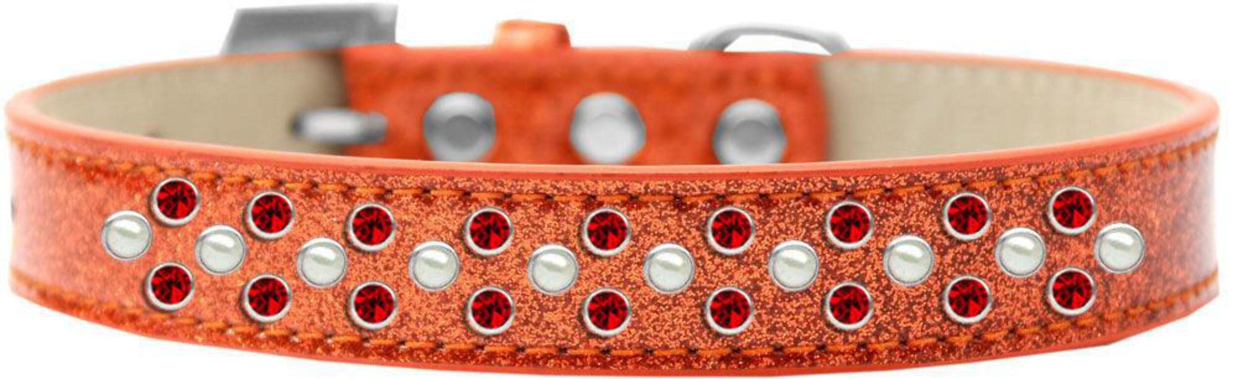 Mirage Pet Products Sprinkles Ice Cream Dog Collar with Pearl and Red Crystals, Size 16, Red