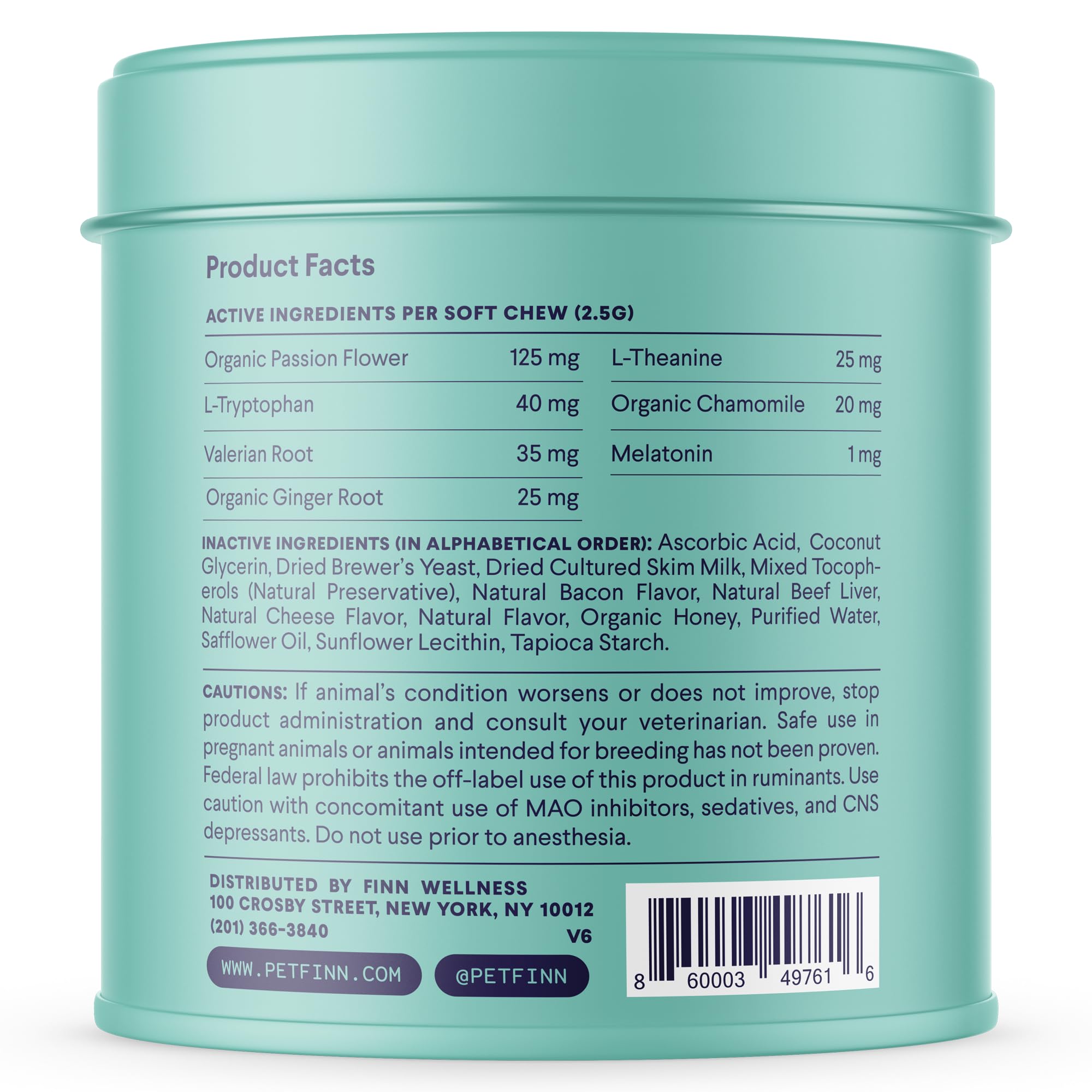 Finn Calming Aid For Dogs - Natural Calming Chews With Melatonin To Support Stress, Separation & Sleep - 90 Soft Chews