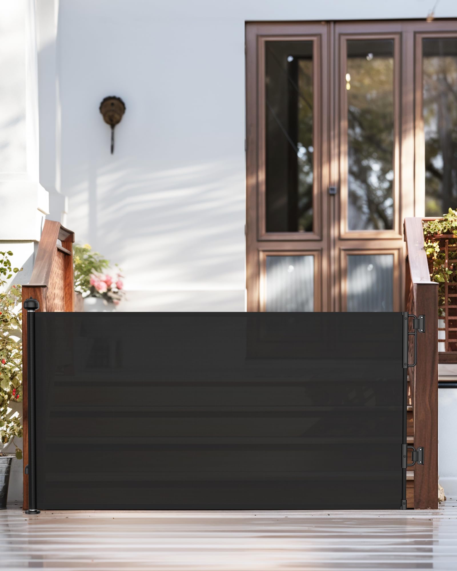 Cumbor 76'' Extra Wide Dog Gate for The House, Retractable Gates for Stairs One-Hand Open, 34'' Tall Extra Wide Pet Gate, Long S