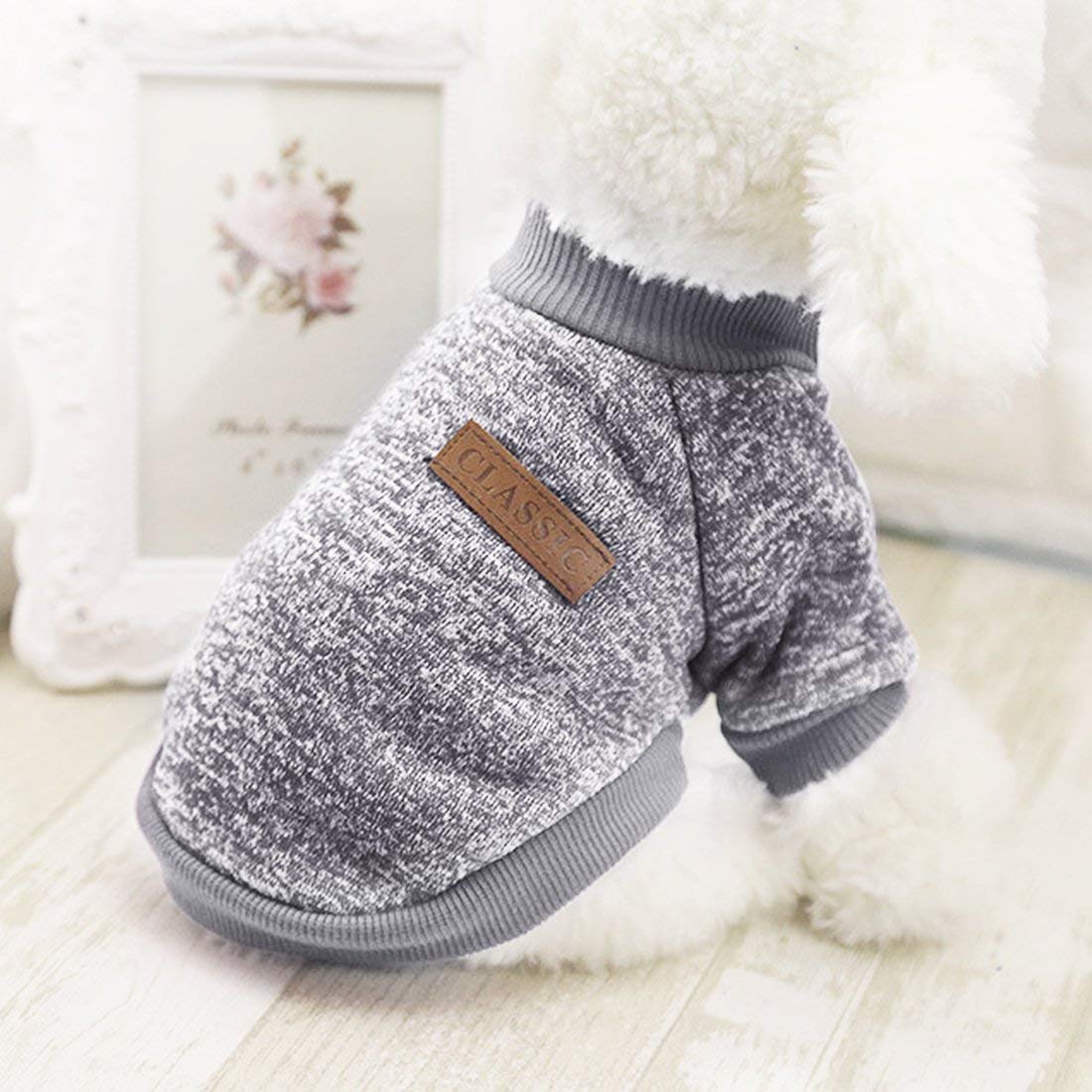 Idepet Pet Dog Classic Sweater, Fleece Coat For Small,Medium Dog,Warm Pet Dog Cat Clothes,Soft Puppy Customes 2 Color (Xs, Grey)