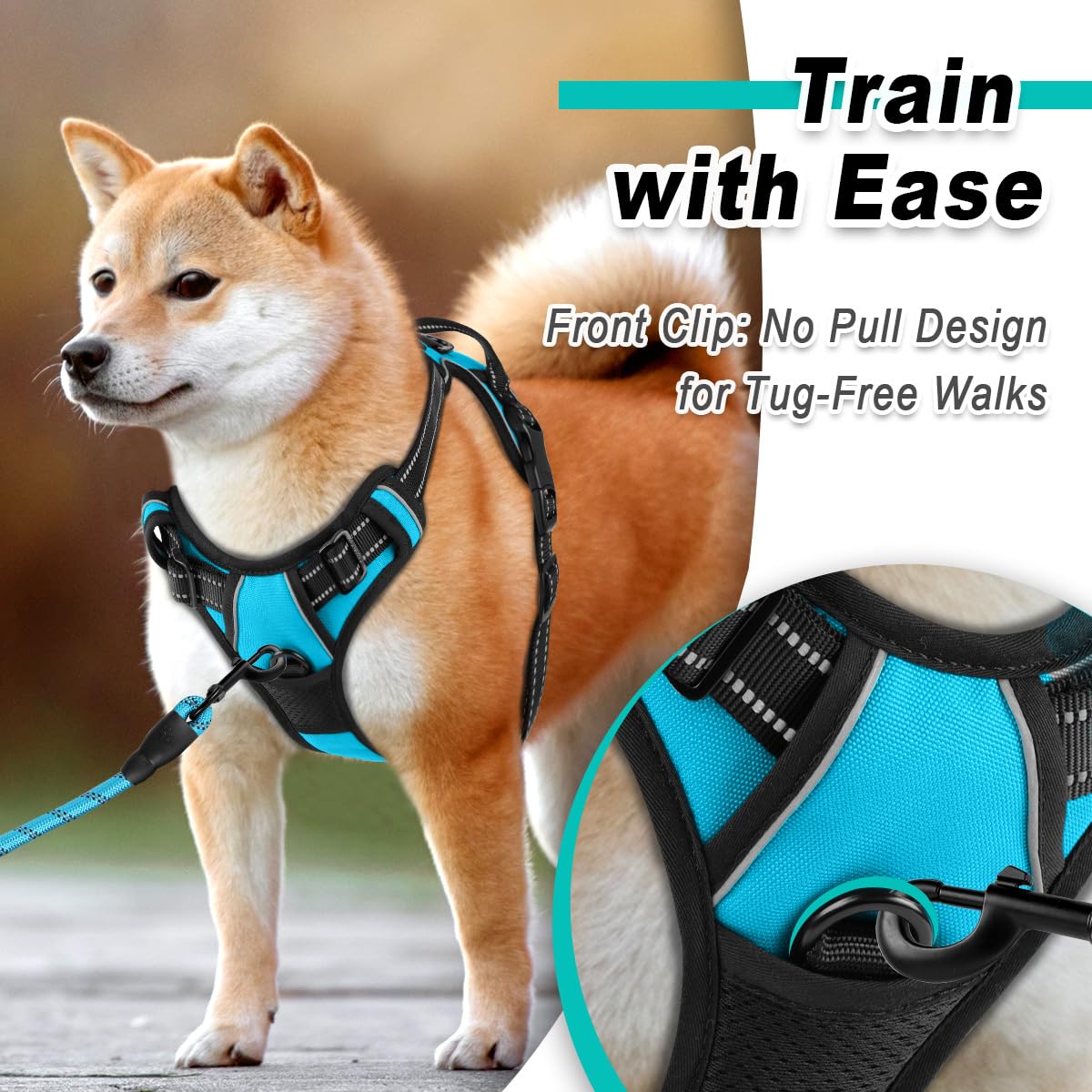 Barkbay Dog Harness No-Pull Pet Harness Adjustable Outdoor Pet Vest 3M Reflective Oxford Material Vest For Dogs Easy Control For