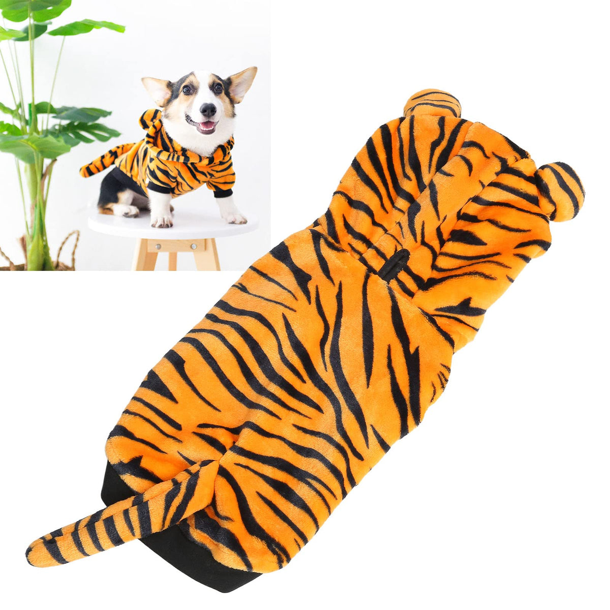 Dog Pet Halloween Costume Dog Tiger Costume Dog Cosplay Funny Hoodies Pet Cosplay Tiger Clothes Halloween Dog Clothes 2Xl