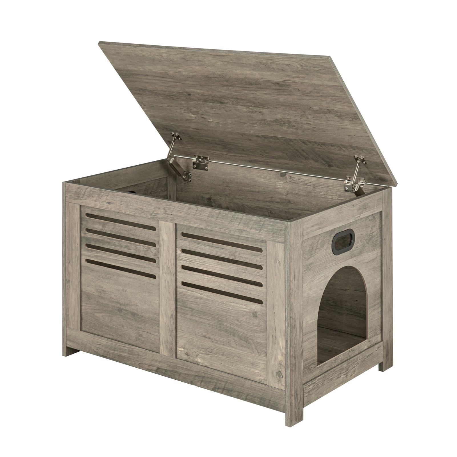 DINZI LVJ Litter Box Enclosure Furniture, Flip Top Hidden Litter Box with Good Ventilation, 31.5'' Litter Box Cabinet, Wooden Ca