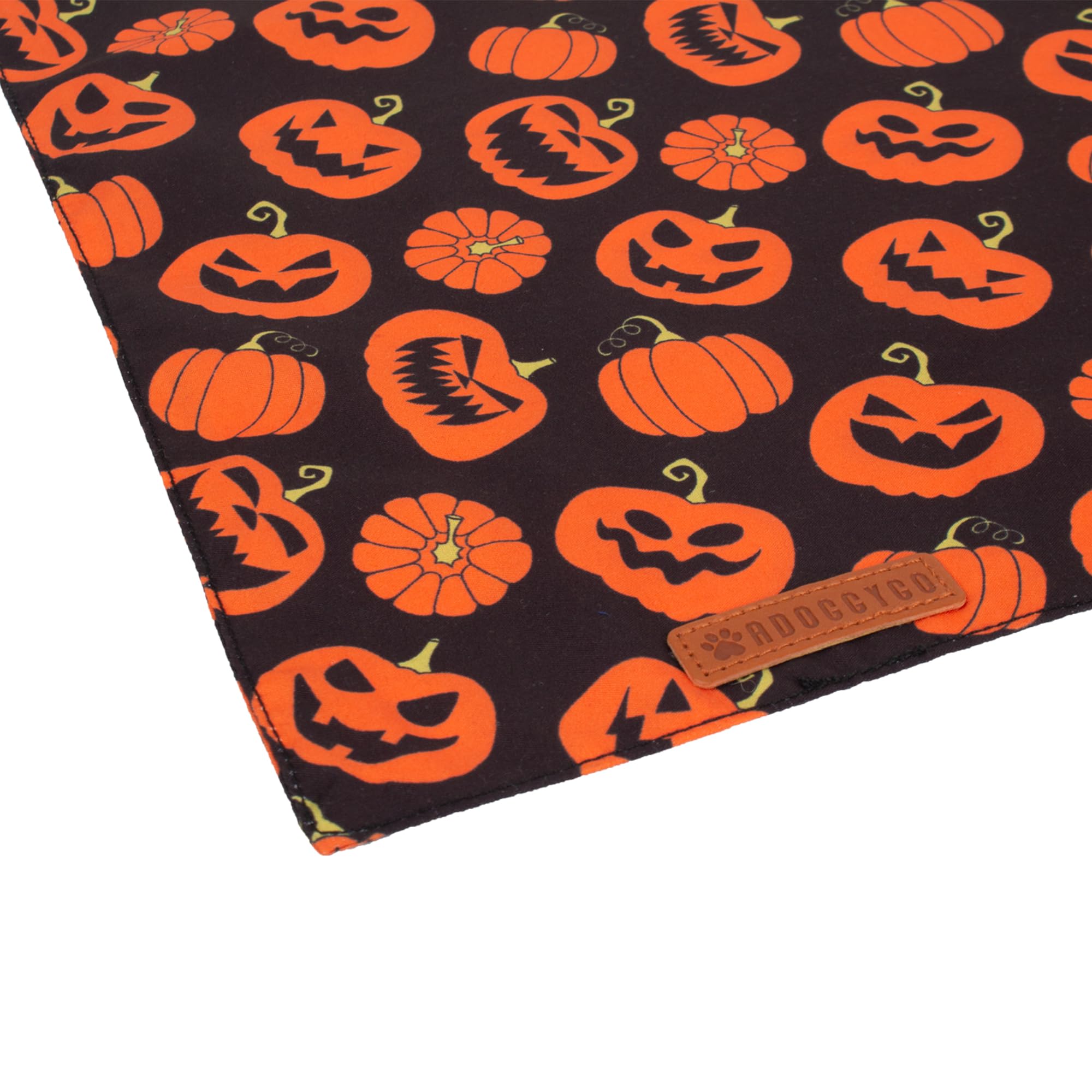 Adoggygo Halloween Dog Bandana, Pumpkin Bat Design Dog Scarf, Premium Durable Fabric, Orange Black Dog Halloween Bandanas For Medium Large Dogs Pets (Large, Halloween)