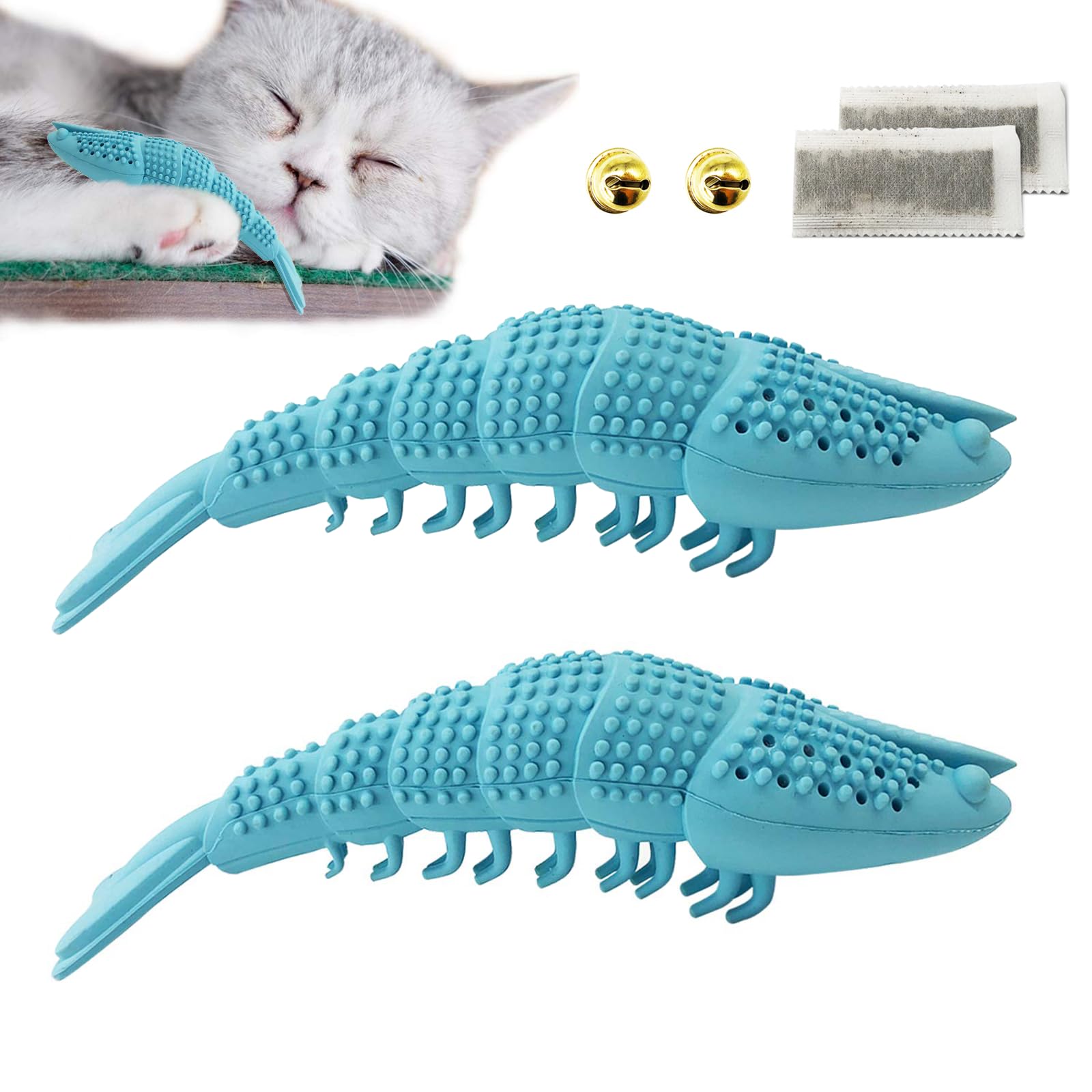 Eeaivnm Cat Toothbrush Catnip Toy,Interactive Rubber Dental Care For Pet Kitten Kitty, CrayfishShaped Safe Chewing Toy Tooth Cl