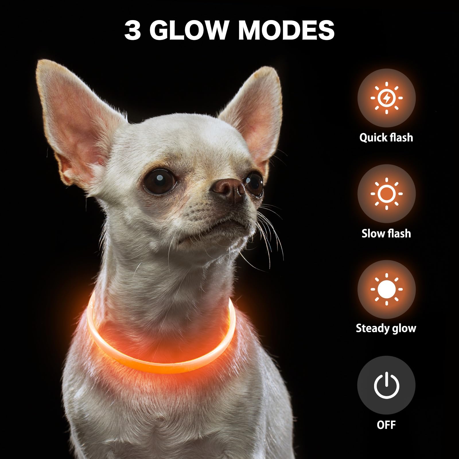 Bseen Light Up Dog Collar - Rainproof Led Dog Collar Rechargeable - Tpu Cuttable Glowing Pet Collar For Small Puppies& Cats, Saf