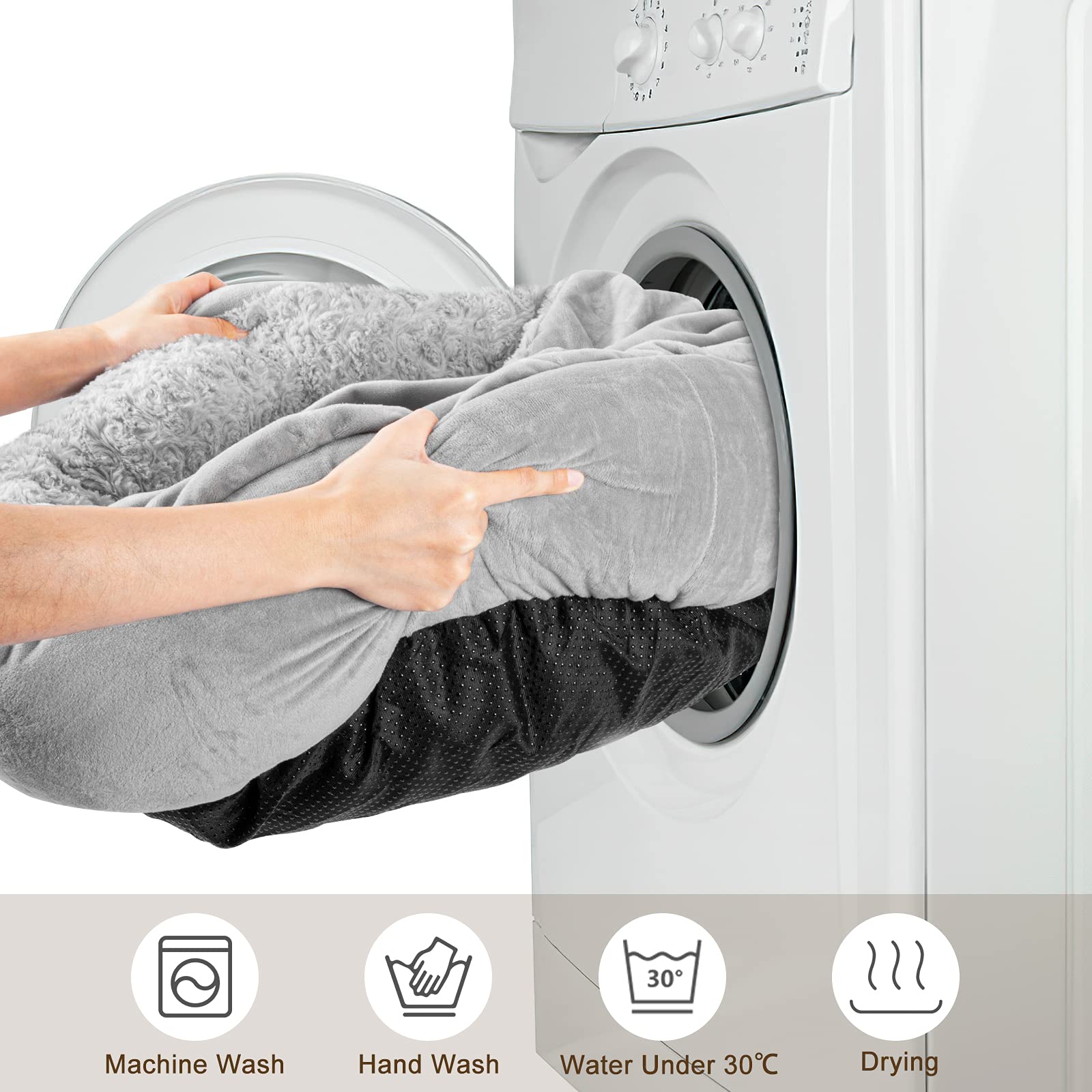 Joejoy Small Dog Bed Cat Bed With Hooded Blanket, Cozy Cuddler Luxury Puppy Pet Bed, Donut Round Calming Anti-Anxiety Dog Burrow Cave Bed - Anti-Slip Bottom And Machine Washable 23 Inch