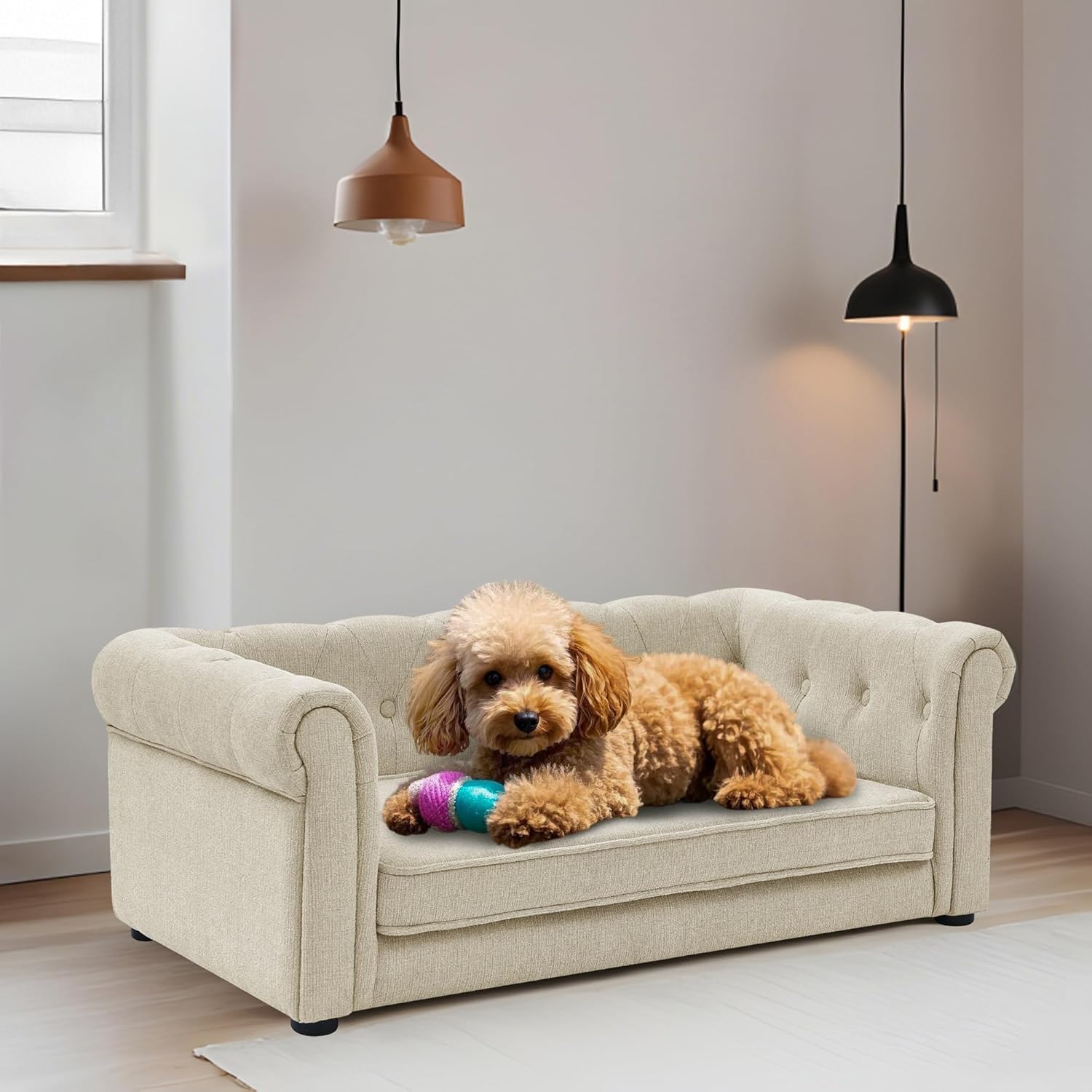 Dog Couch For Medium Dogs Up To 50 Lbs, 29 W Memory Foam Dog Sofa Couch With Dry Cleanable Fabric, Elevated Dog Couch Bed With