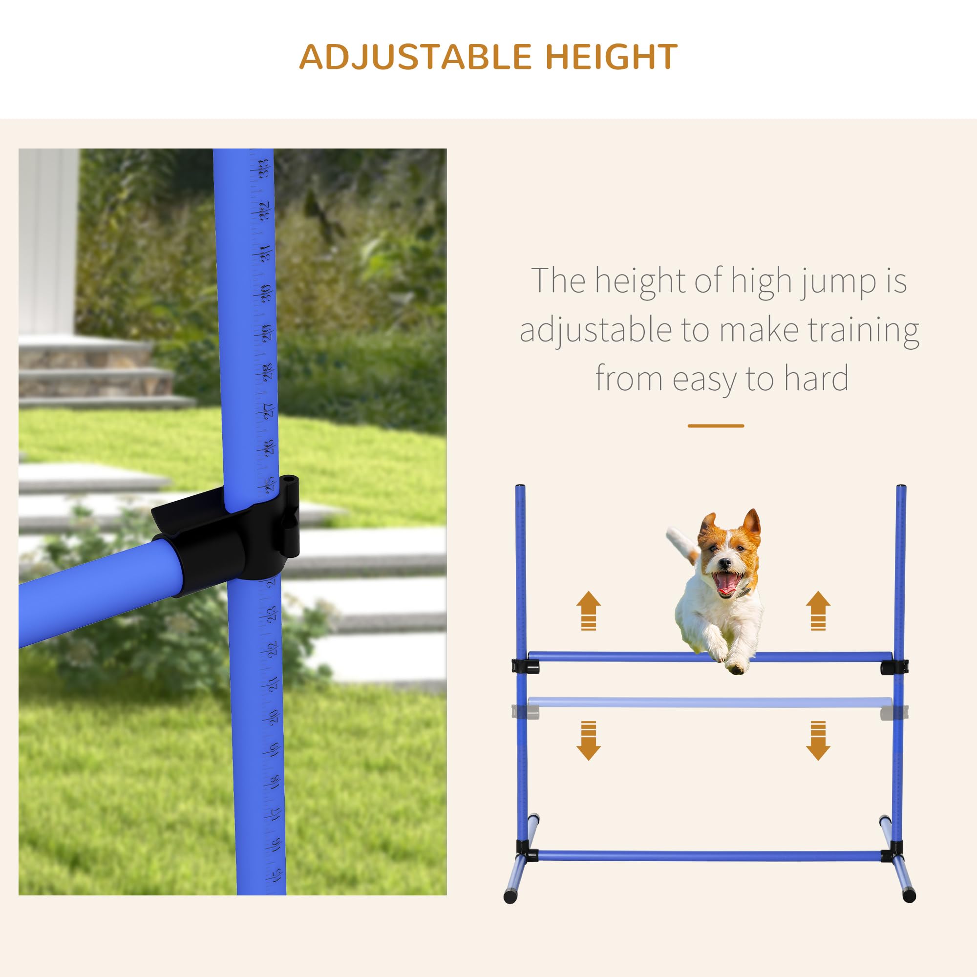 Pawhut 8 Piece Dog Agility Training Equipment For Dog Agility Course With Adjustable Height Jump Bars, Included Carry Bag, & Dis
