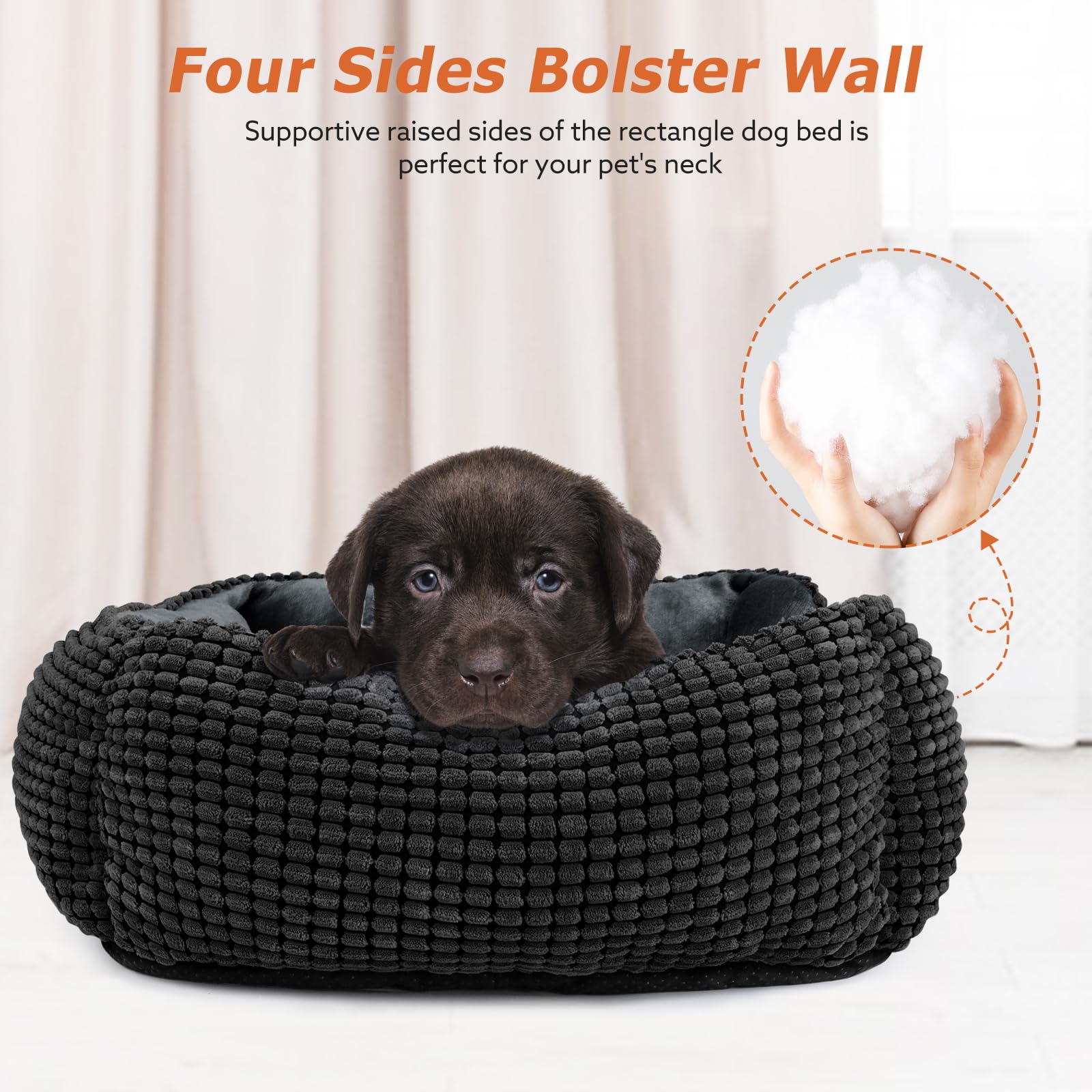 MIXJOY Rectangle Washable Orthopedic Dog Bed for Small, Medium and Large Dogs, Soft Calming, Sleeping Puppy Bed Durable Pet Cudd