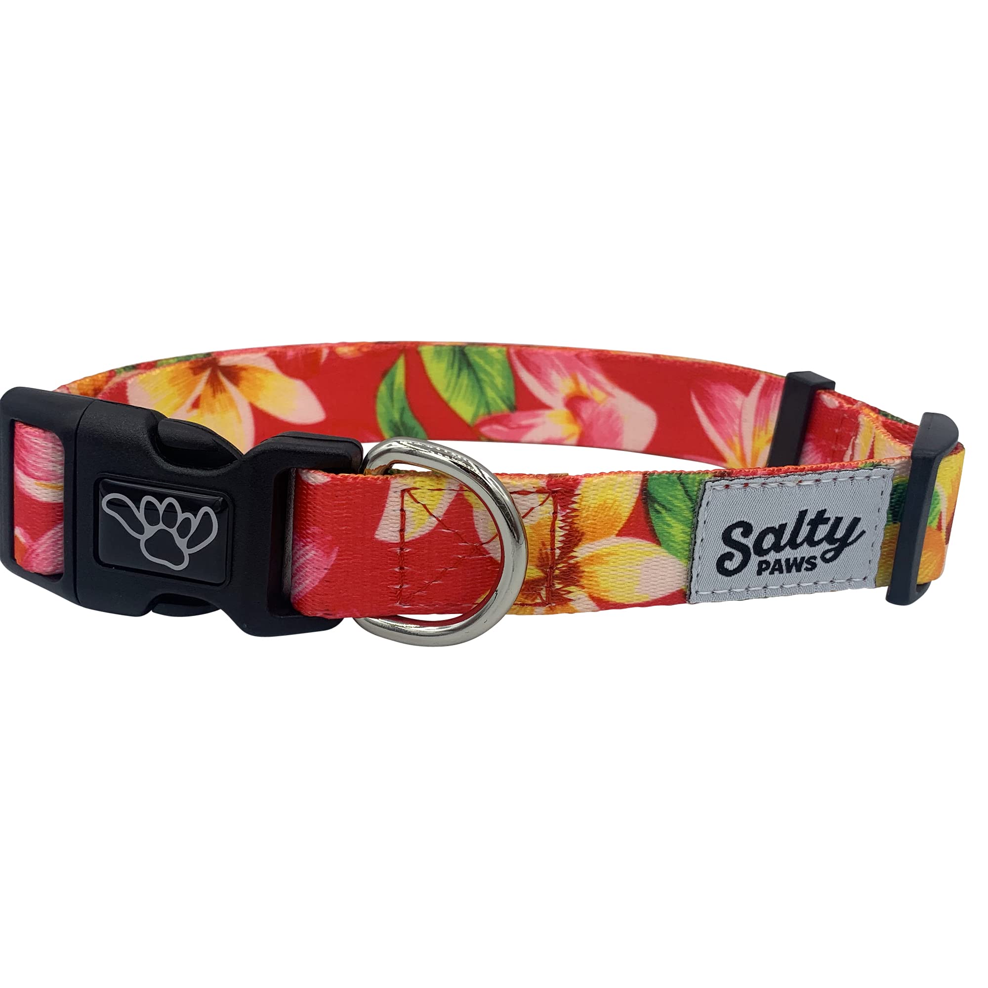 Shaka'S Salty Paws Boy & Girl Dog Collar Small Medium Large (Small Dog Collar Adj. 10-16' For Dogs Up To 25 Lbs, Pink Floral Ha