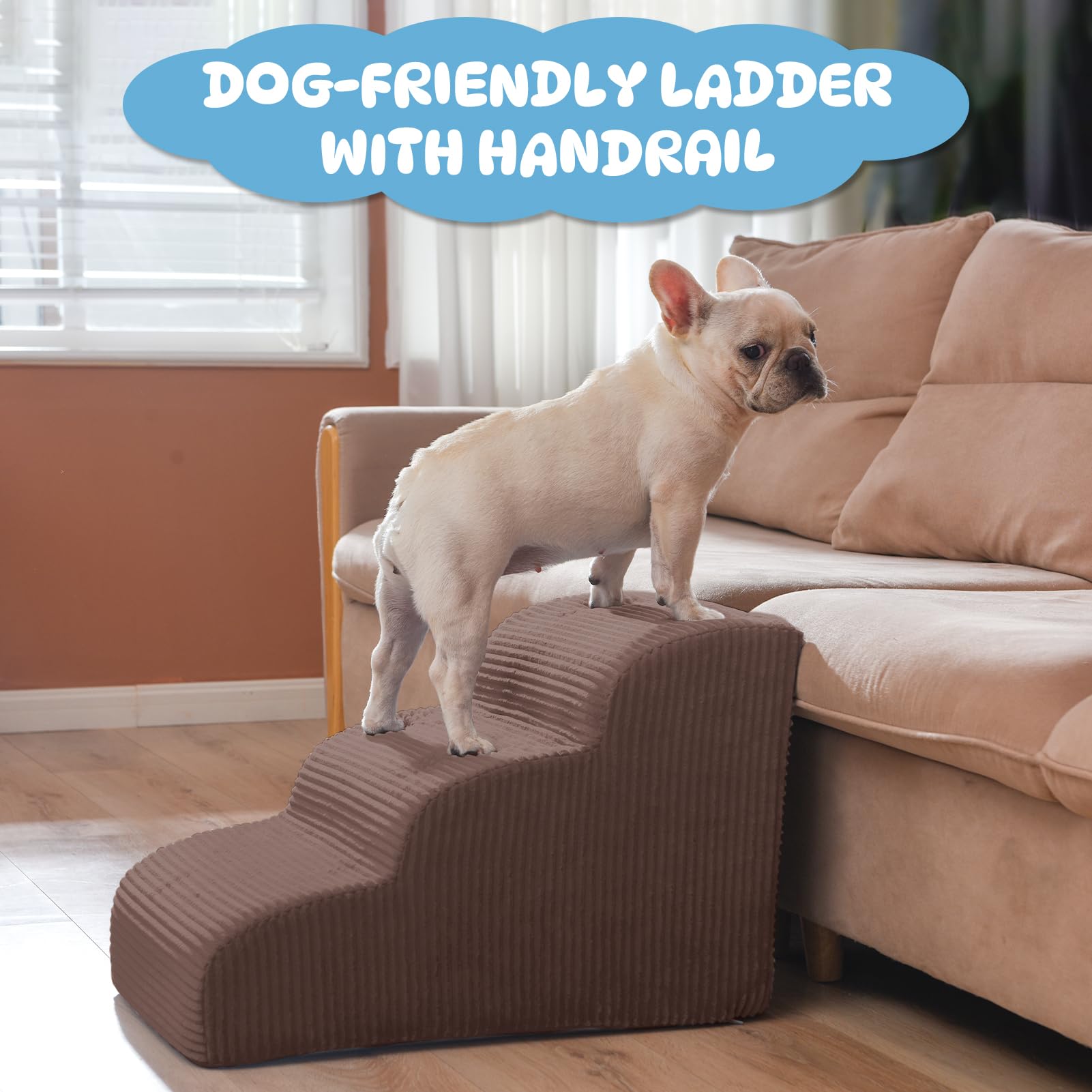 Yiruka Dog Steps For Small Dogs, 3-Step Dog Ramp And Stairs For High Beds And Sofa, Non-Slip Pet Stairs For Small Dogs And Cats,