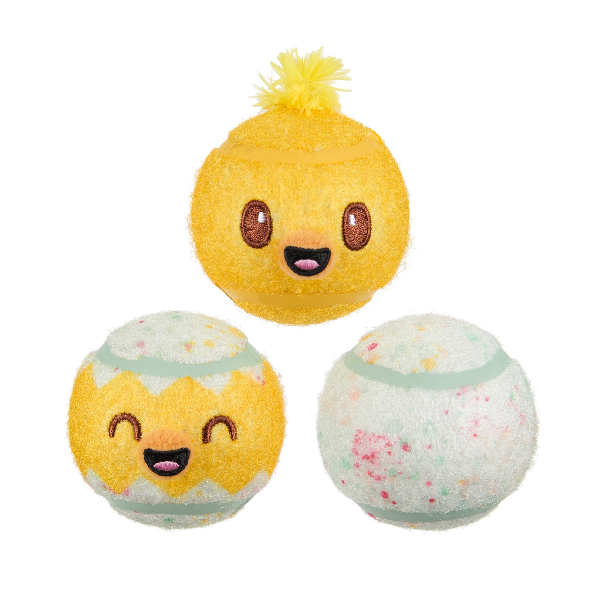 Barkbox Play Hatch Rubber Tennis Balls for Dogs & Puppies | Trio of Squeaky Fetch Balls for Bounce, Chase & Play | Durable, Enga