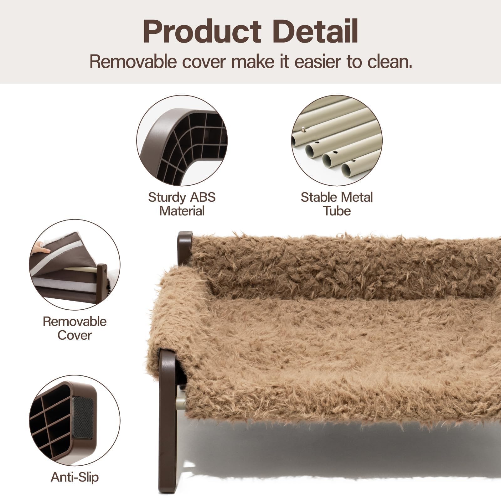 Mewoofun Elevated Cat & Dog Bed, Small Dog Sofa With Non-Slip Bottom, Cat Couch With Premium Abs Frame & Breathable Cover, Machi