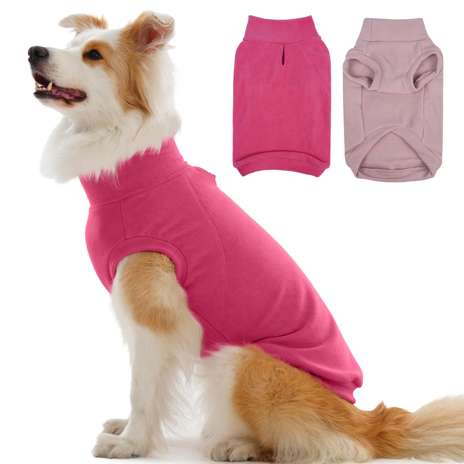 IECOii 2 Pack Dog Sweater Fleece, Warm Vest Coats for Labrador - Soft, Stretchy with Leash Hole, Fall/Winter Pullover Sweatshirt