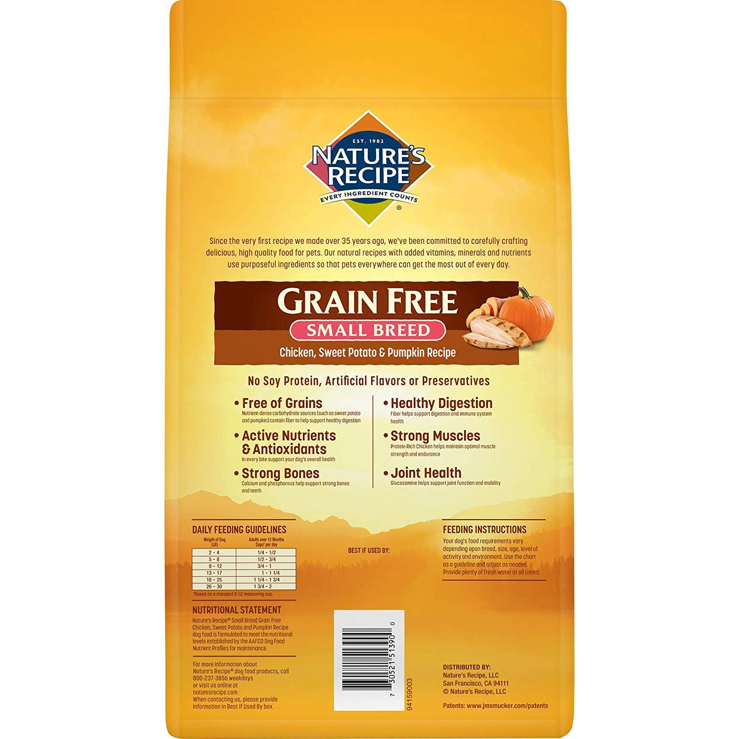 Natures Recipe Grain Free Small Breed Dry Dog Food, Chicken, Sweet Potato & Pumpkin Recipe, 4 lb. Bag