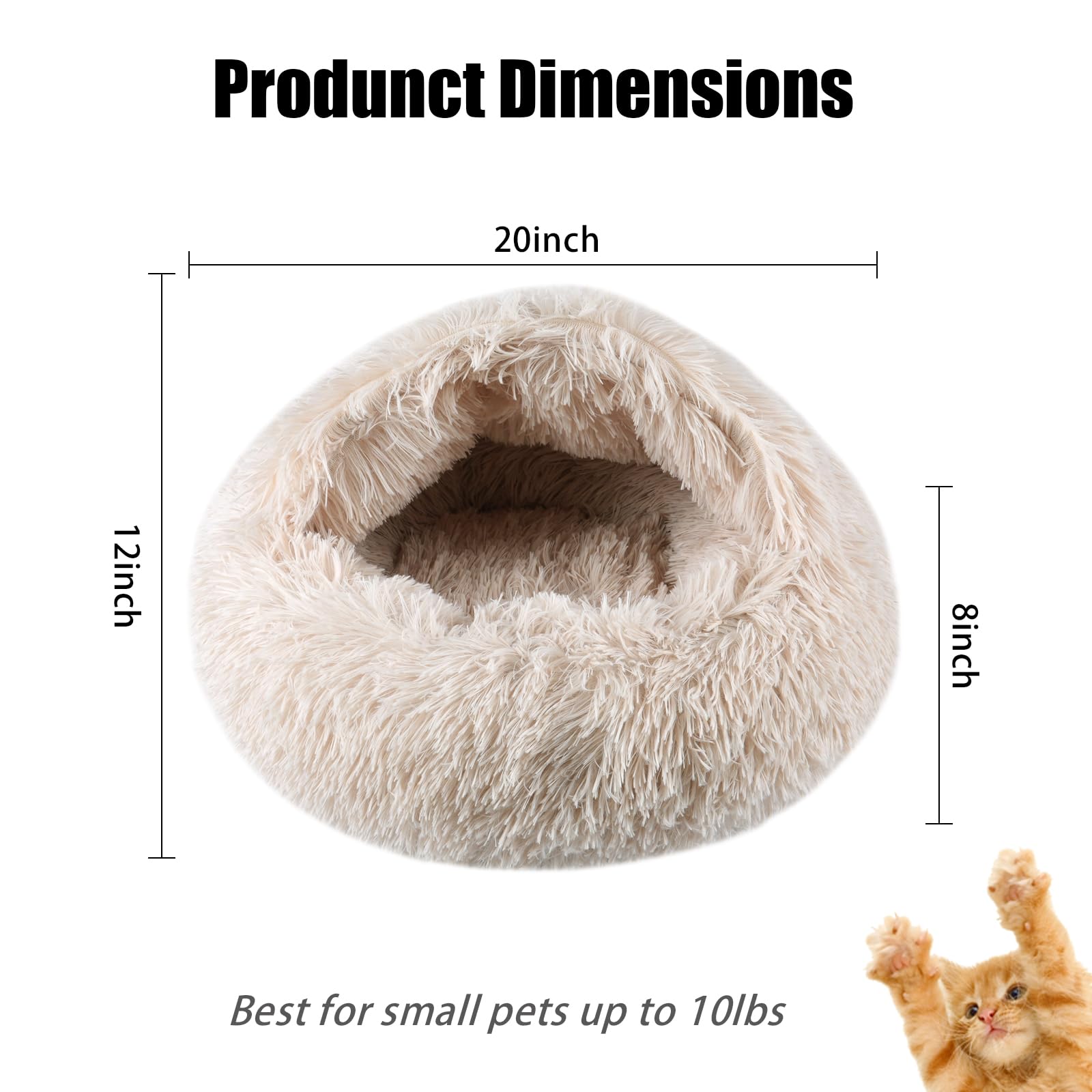 Formycatie Cat Beds For Indoor Cats,Cat Cave For Puppy And Kitty,Calming Small Dog Bed For Small Dogs With Cover Cave,Cozy Warmi