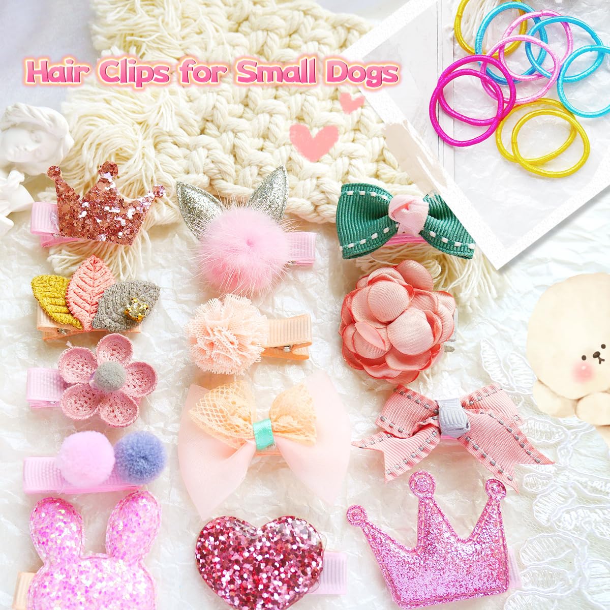 Dog Hair Clips Small Dog Hair Bows Cute Pet Grooming Accessories Alligator Clips Stay In Hair Barrettes Flower Crown Hairpin Top