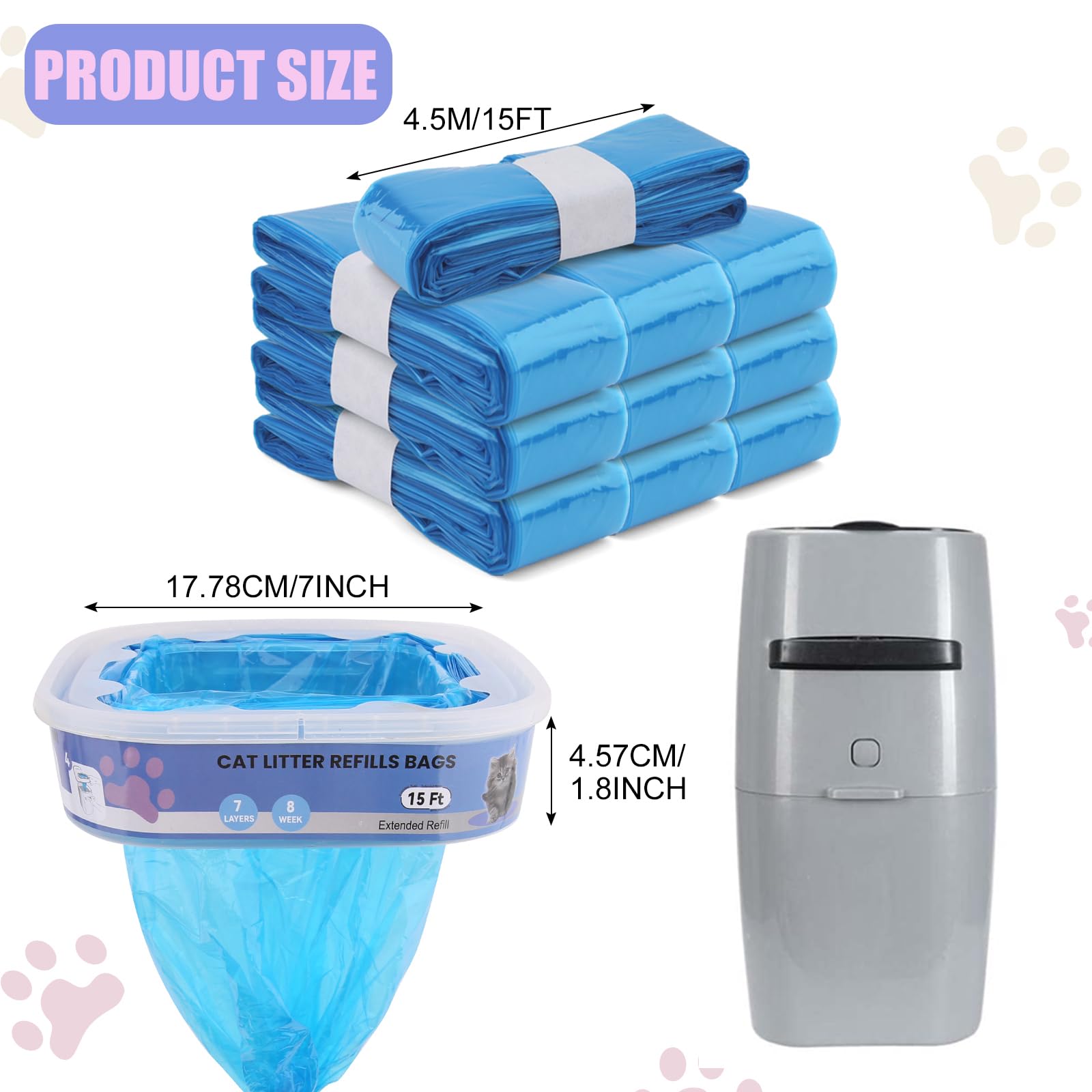 10 Pack Cat Litter Refills Bags,Cat Litter Refills Scented Bag Compatible With Your Standard And Plus Genie Litter Refill Cartri