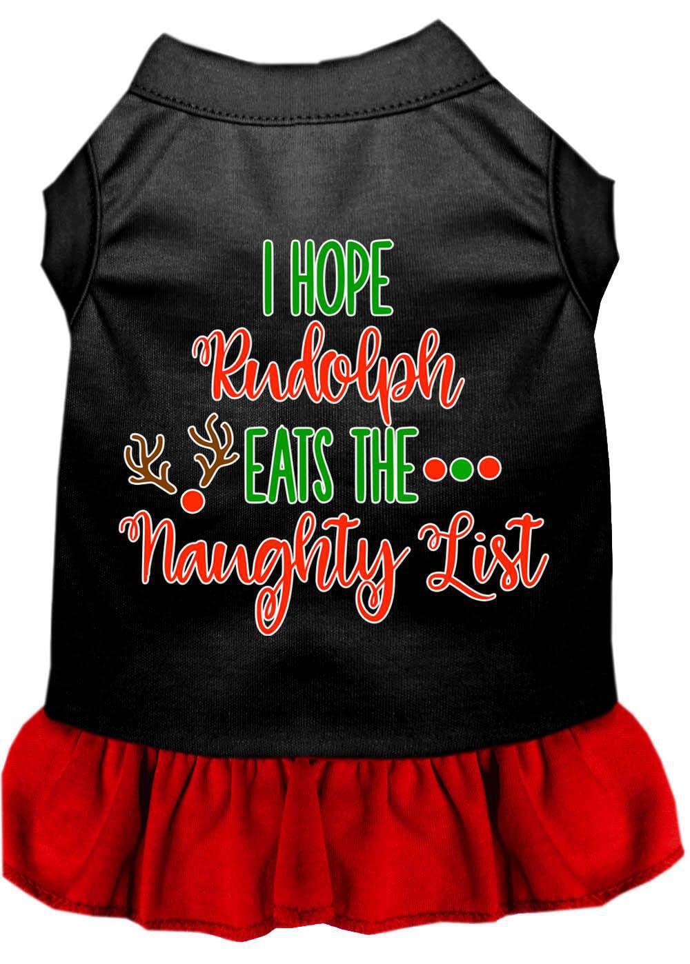 Christmas Pet Dog & Cat Dress Screen Printed, &quot;I Hope Rudolph Eats The Naughty List&quot; White 3XL (25-35 lbs.)