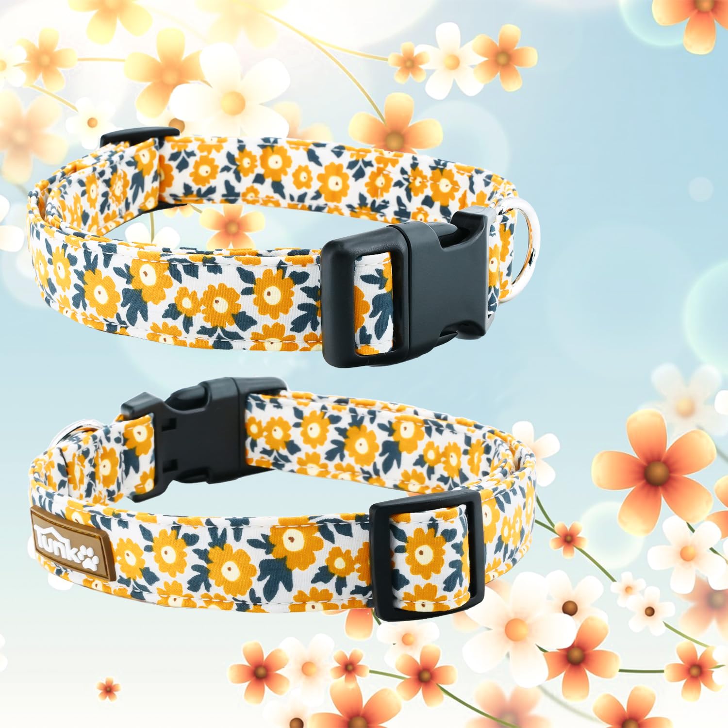 Tunkoo Flower Dog Collar, Cute Adjustable Yellow Collar For Lgbt Pride Month Strong Plastic Buckle - For Small Medium Large Pets