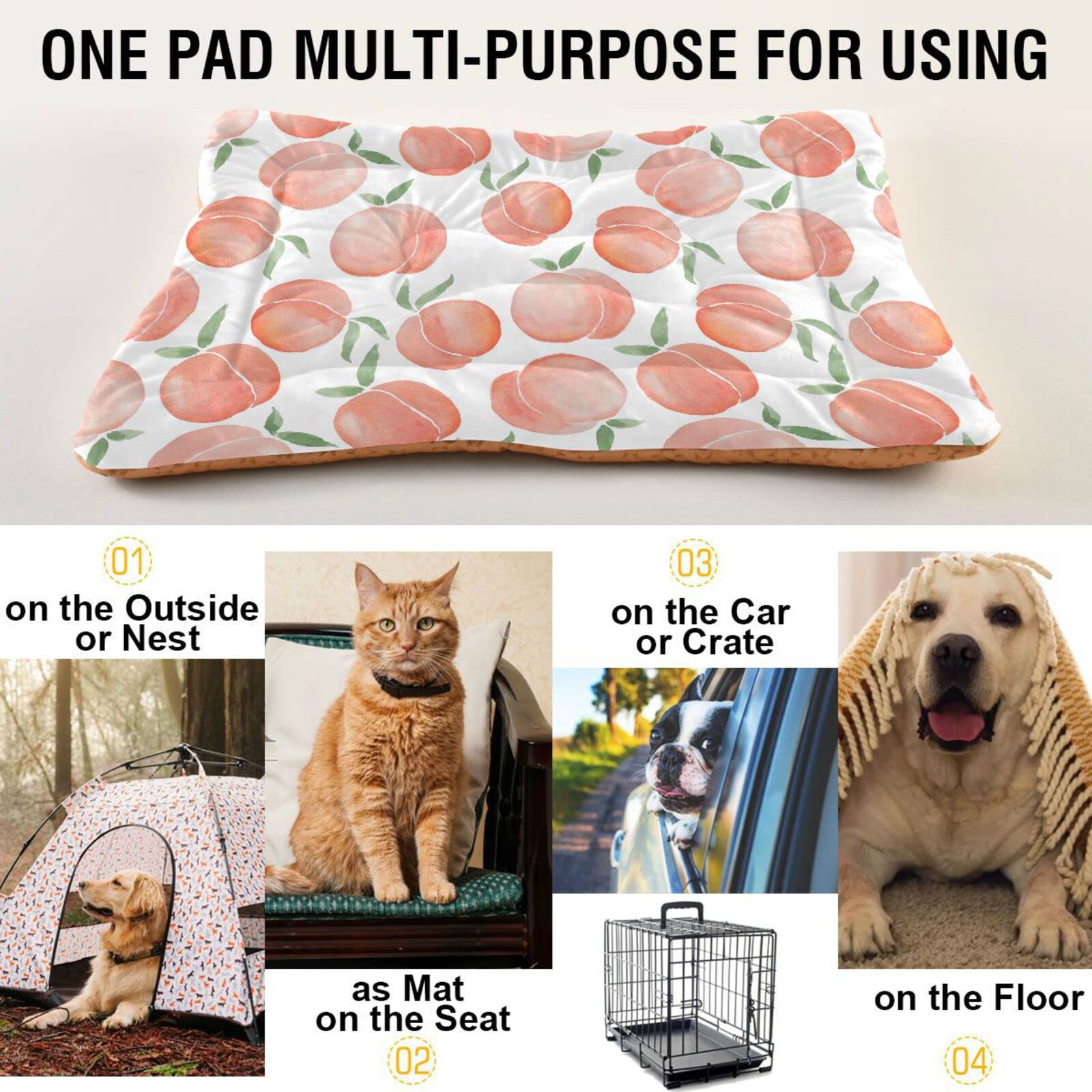 Emelivor Washable Dog Cat Bed - Anti-Slip Polyester Mat, 24x18in, for Small to Large Pets, Color 005