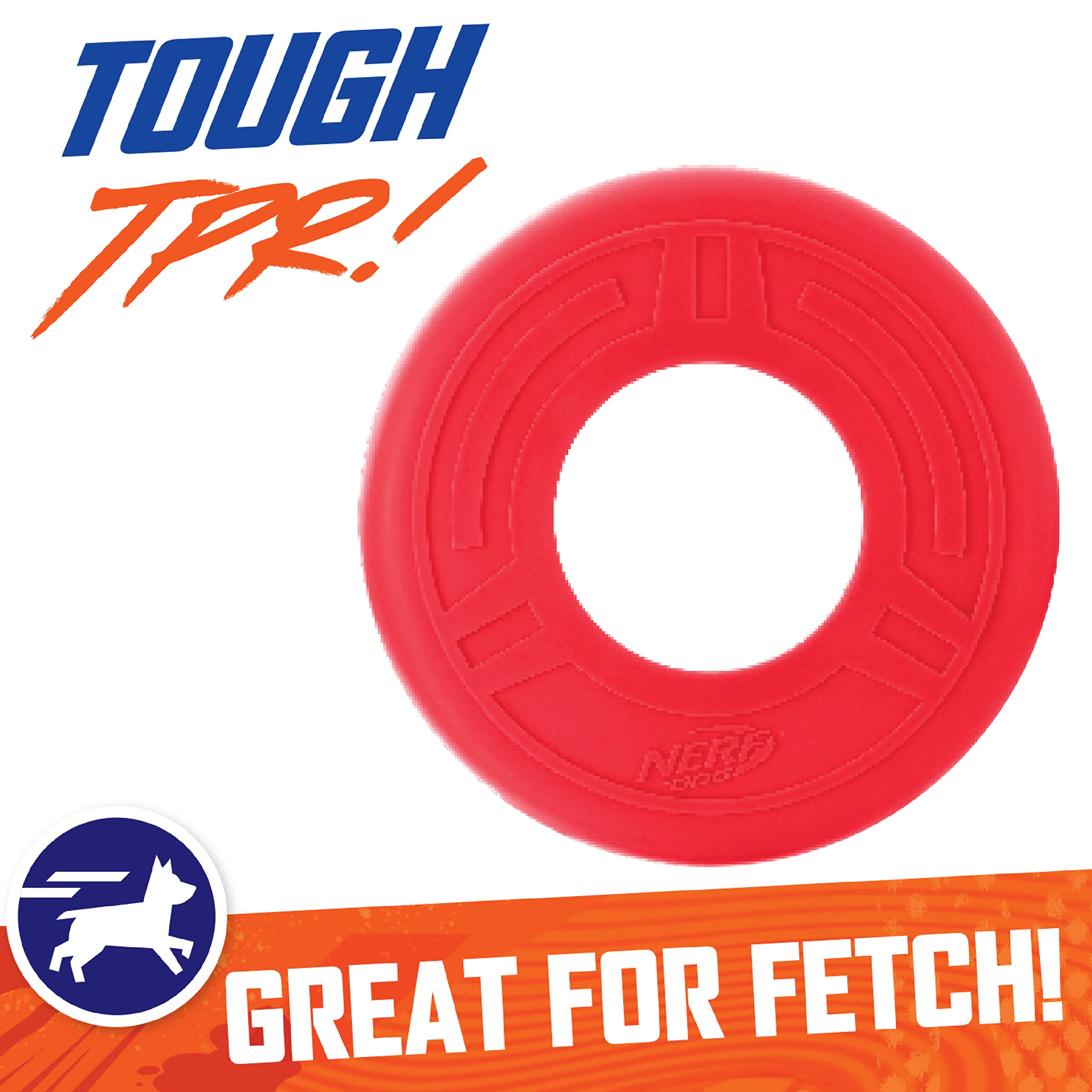 Nerf Dog Atomic Flyer Outdoor Dog Toy, 10 Inch Flying Disc Dog Fetch Toy, Rubber Dog Toy For Medium Dogs And Large Dogs, Red