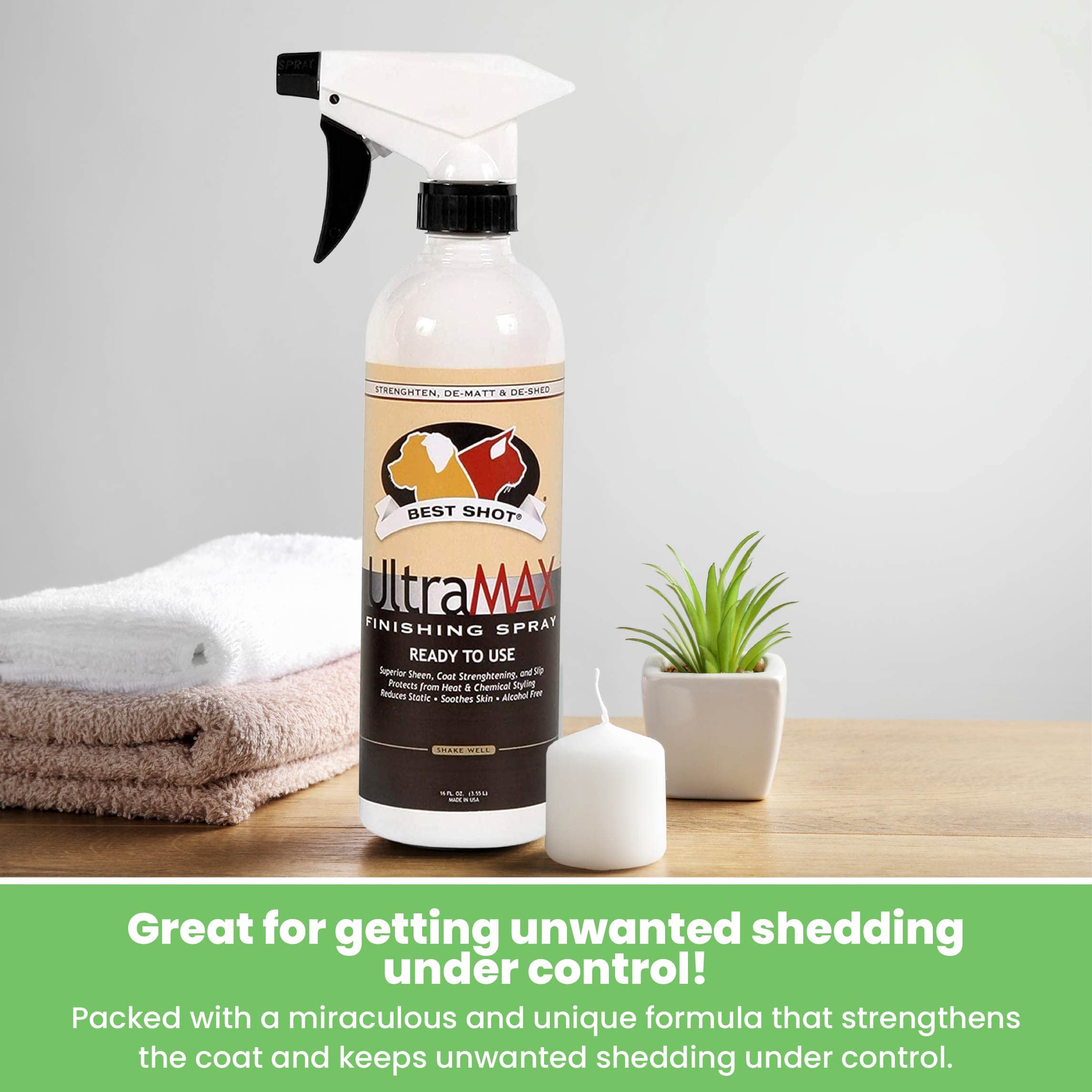 Best Shot Ultramax Pro Finishing Spray, Ideal Detangler Spray For Pets, Hydrating And Soothing Pet Grooming Spray, For Dogs And