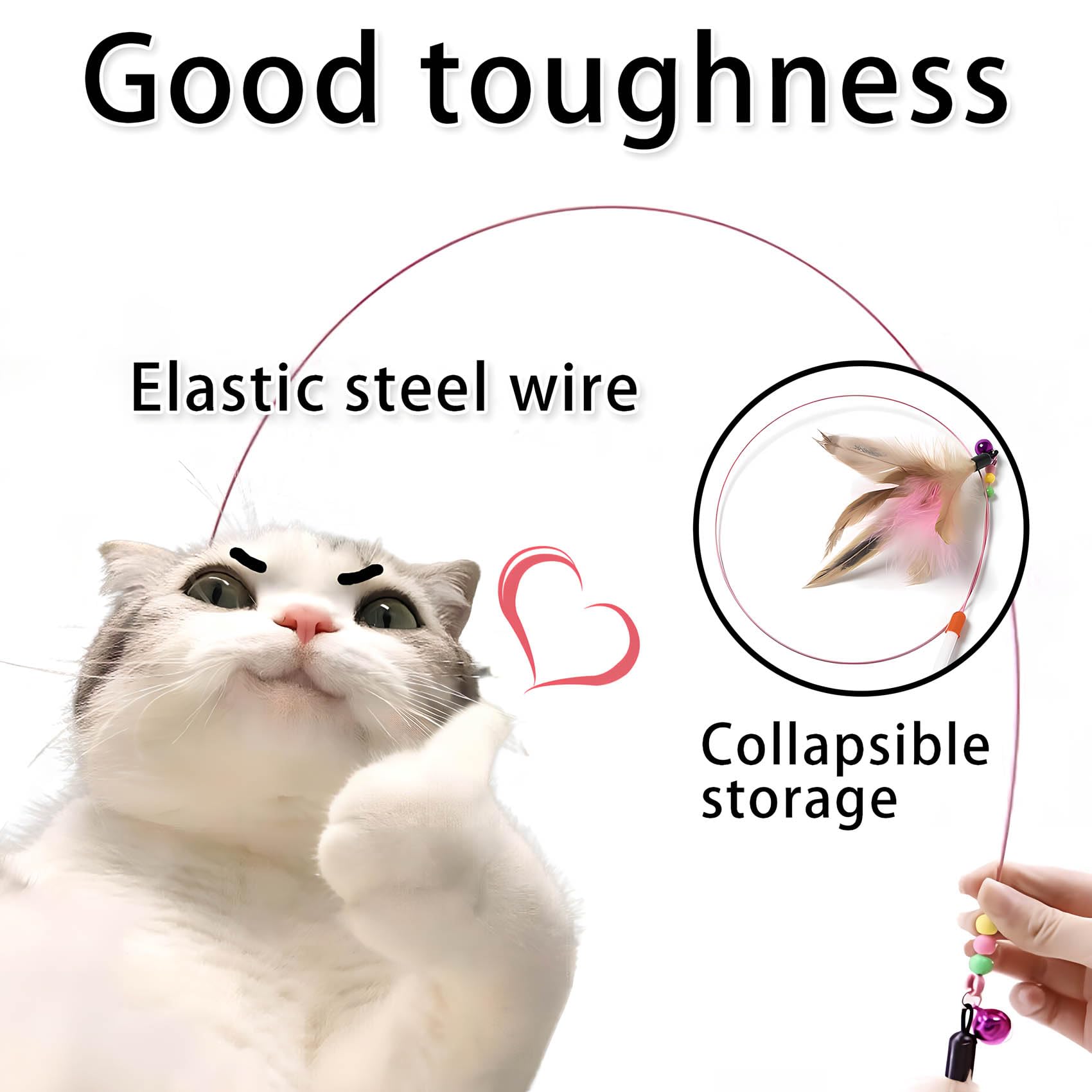 Qivorimith Cat Toys Interactive For Indoor Cats,2 Pcs Feather Toy For Teaser Play And Chase Exercise With Kitten