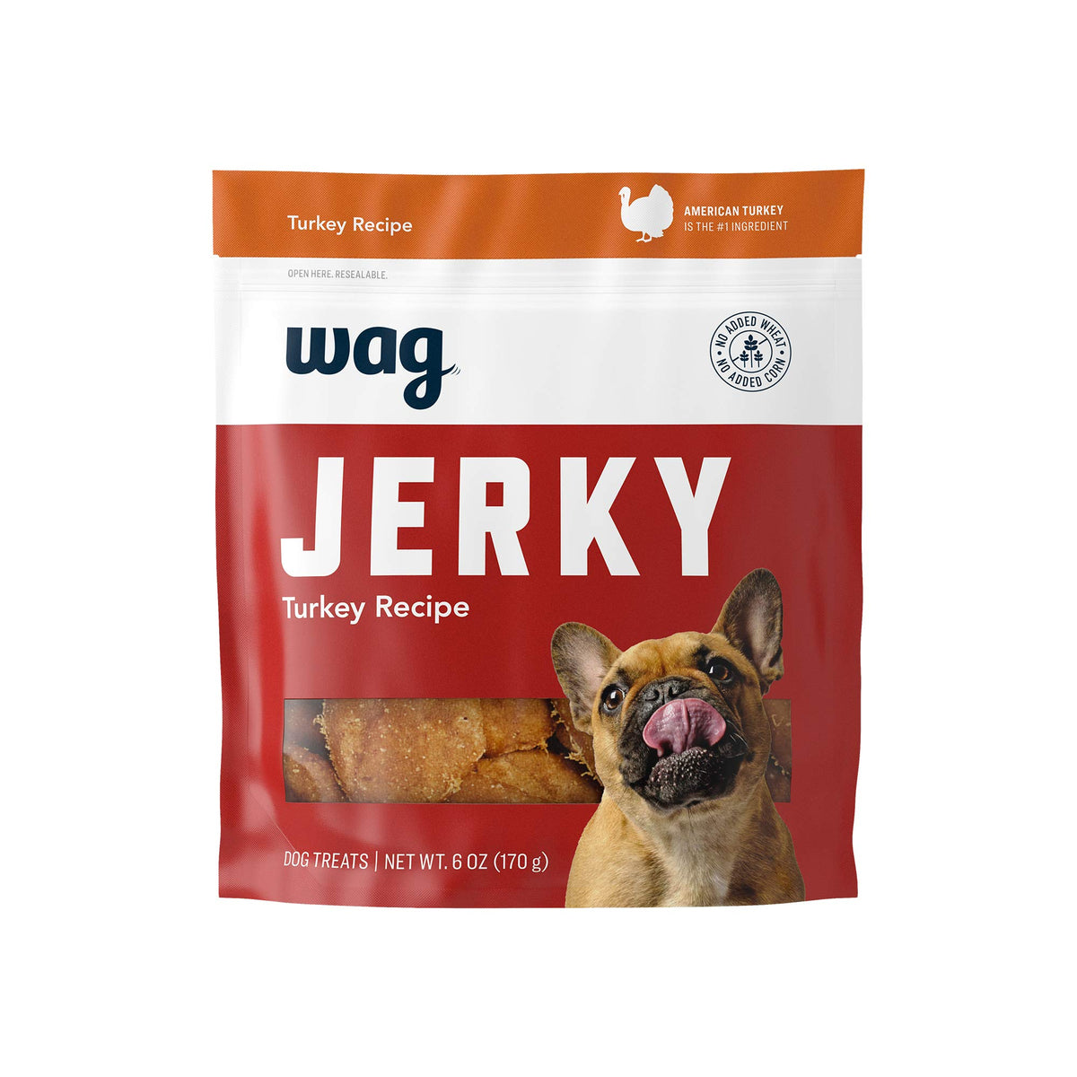 Amazon Brand - Wag Soft & Tender American Jerky Dog Treats - Turkey Recipe (6 Oz)