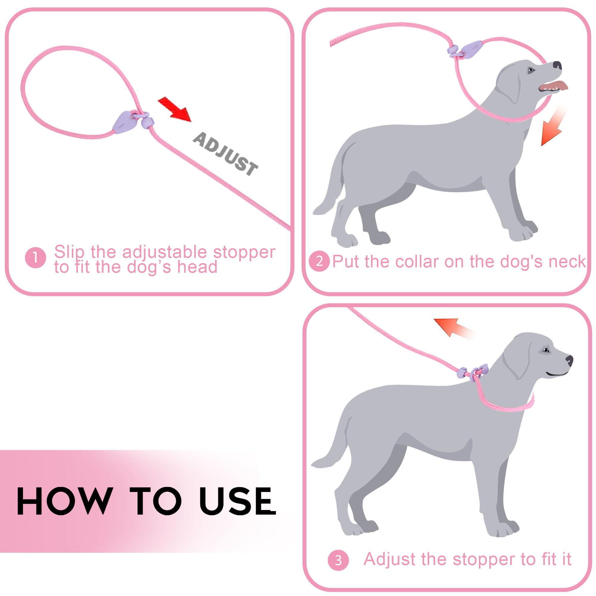 Slip Lead Dog Leash Slip Lead 6 FT Dog Training Leash 6 Color Slip Leads for Dogs Dog Leashes for Medium Dogs No Pull Dog Leash