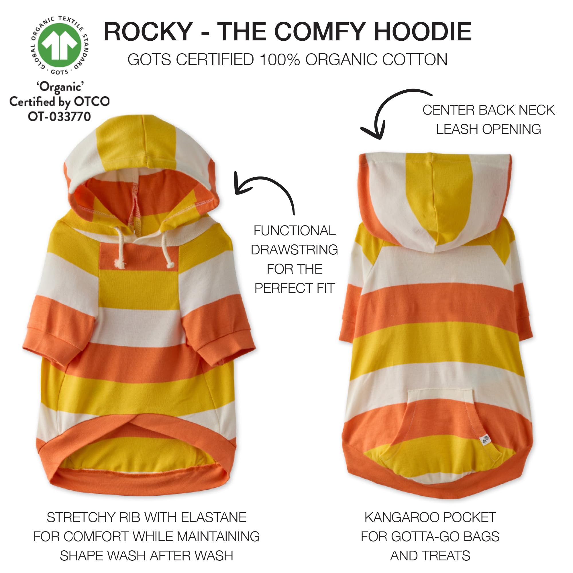Pet Passion 100% Organic Cotton Dog Hoodie Pet Coat for Small, Medium and Large Dogs, Candy Corn, X-Large