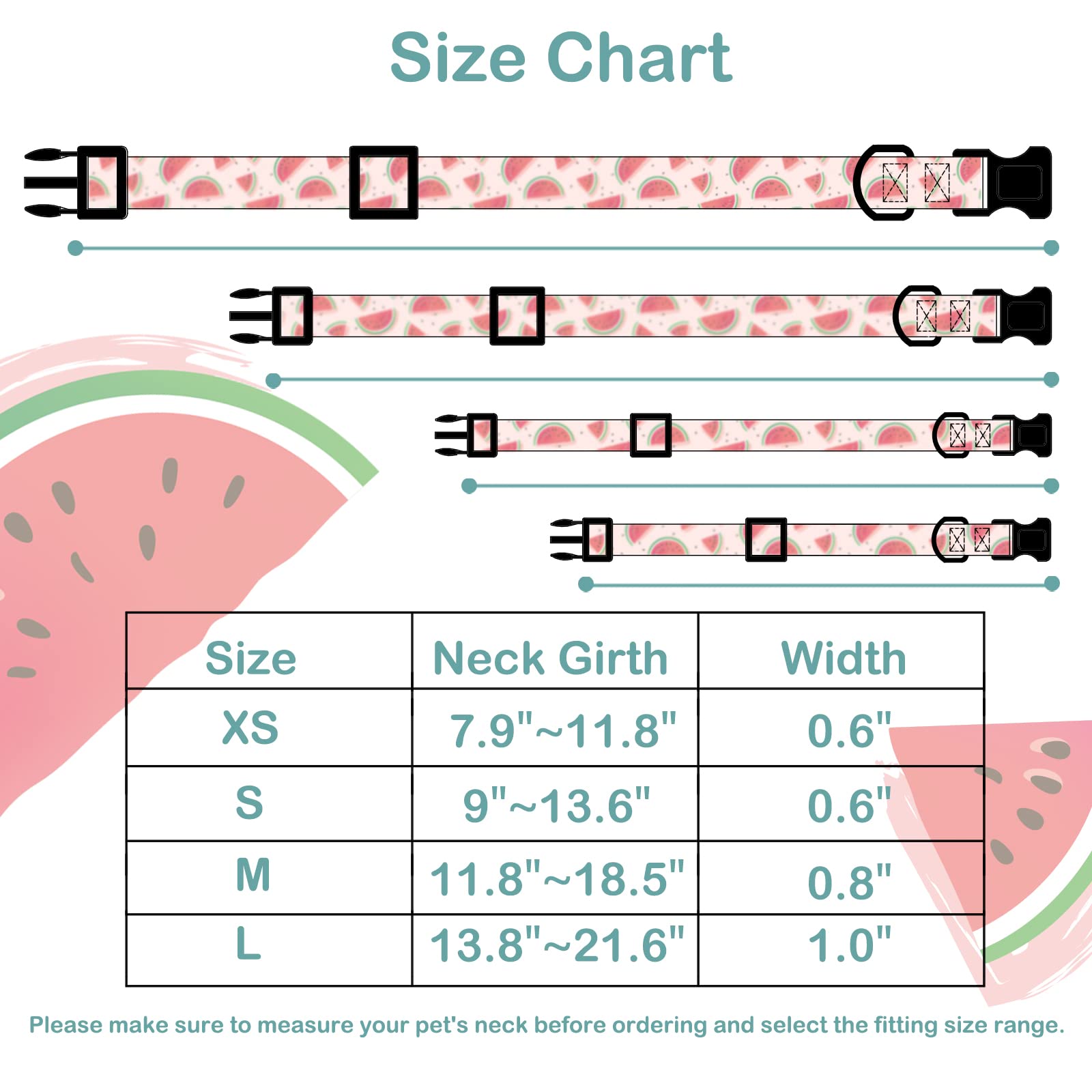 Faygarsle Cute Dog Collar For Girls Boy Dogs Soft Fancy Pet Collar With Watermelon Design Ideal Pink Summer Dog Collar For Small