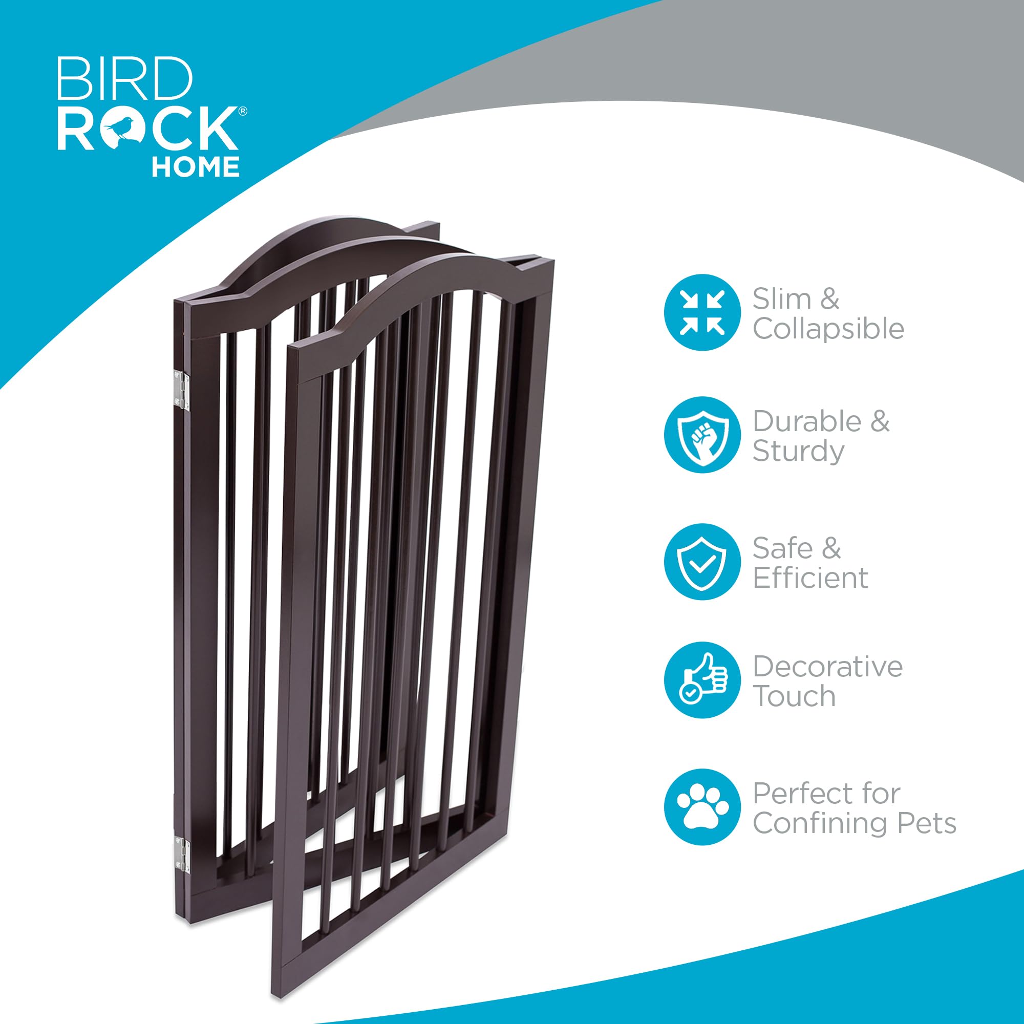 Internet'S Best Arched Top Dog Gate | 3 Panel, 36' H Wooden Pet Barrier For Dogs Or Cats | Freestanding Folding Room Divider For Doorways, Hallways, Stairs, And Porch | Portable, Extra Wide | Espresso