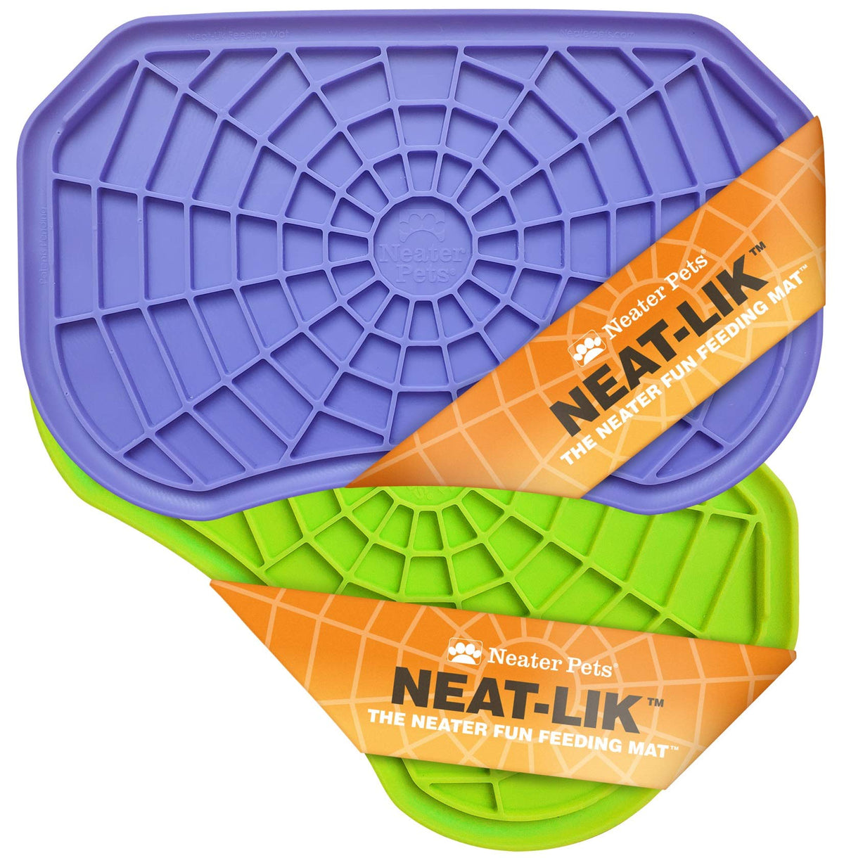 Neater Pets - Neat-Lik - Slow Feeding Pad For Dogs & Cats - Puzzle Toys Provide Boredom & Anxiety Relief - Fill Licking Pad With Healthy Treats & Food (2 Pack, Green & Purple)